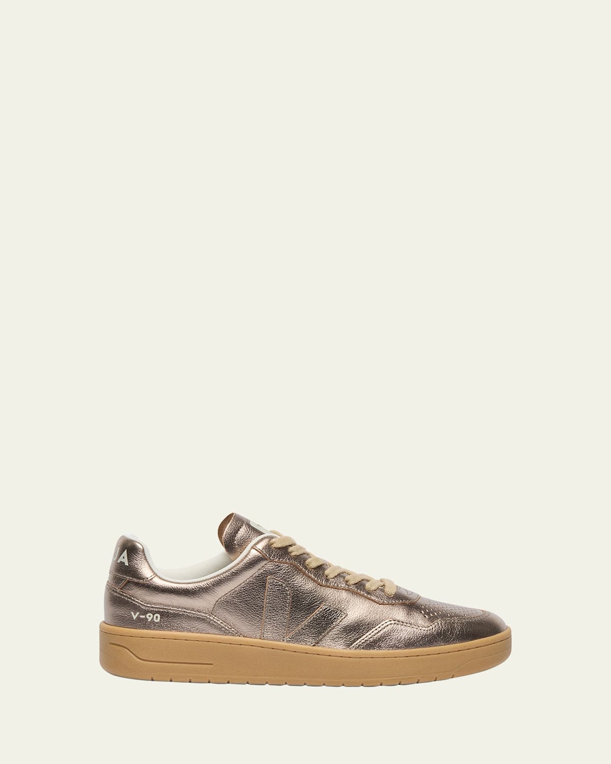 Veja V-90 O.t. Leather Sneaker In Full Bronze In Silver