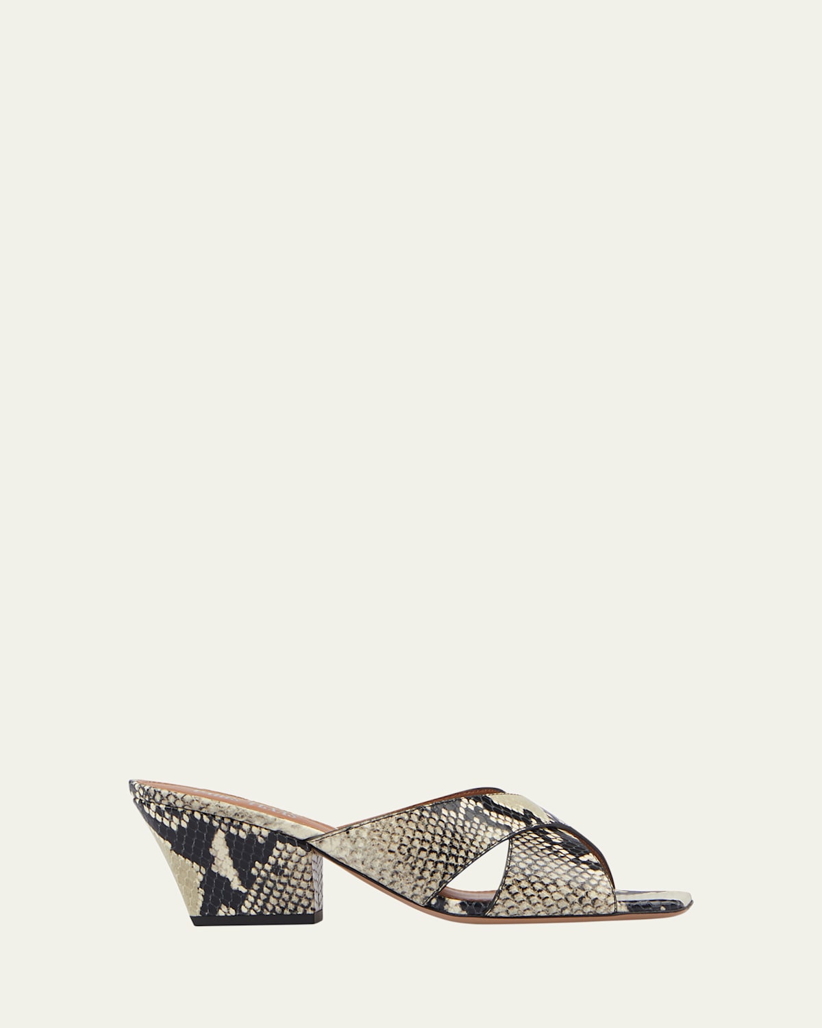 Paris Texas Arizona Snake-Embossed Leather Mule Sandals