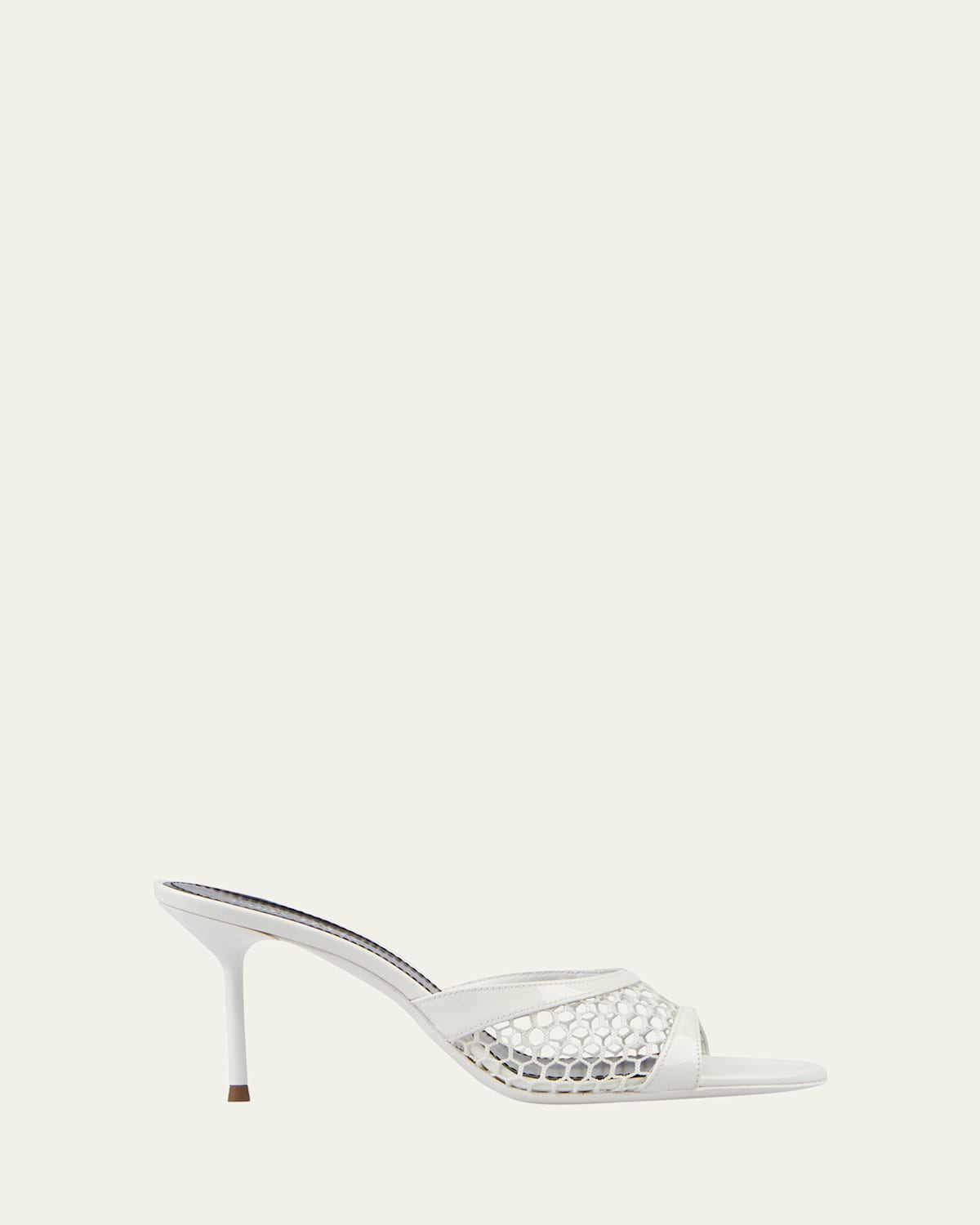 Shop Paris Texas Lidia Mesh Leather Mule Sandals In White-white