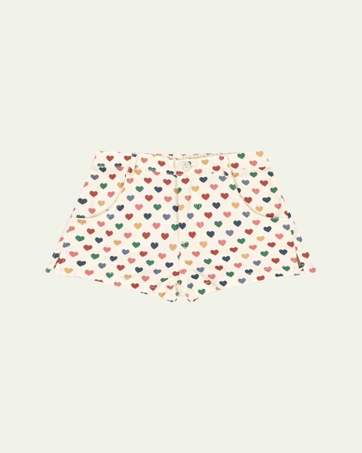 Konges Slojd Kids' Girl's Frankie Multicolor Heart-print Shorts