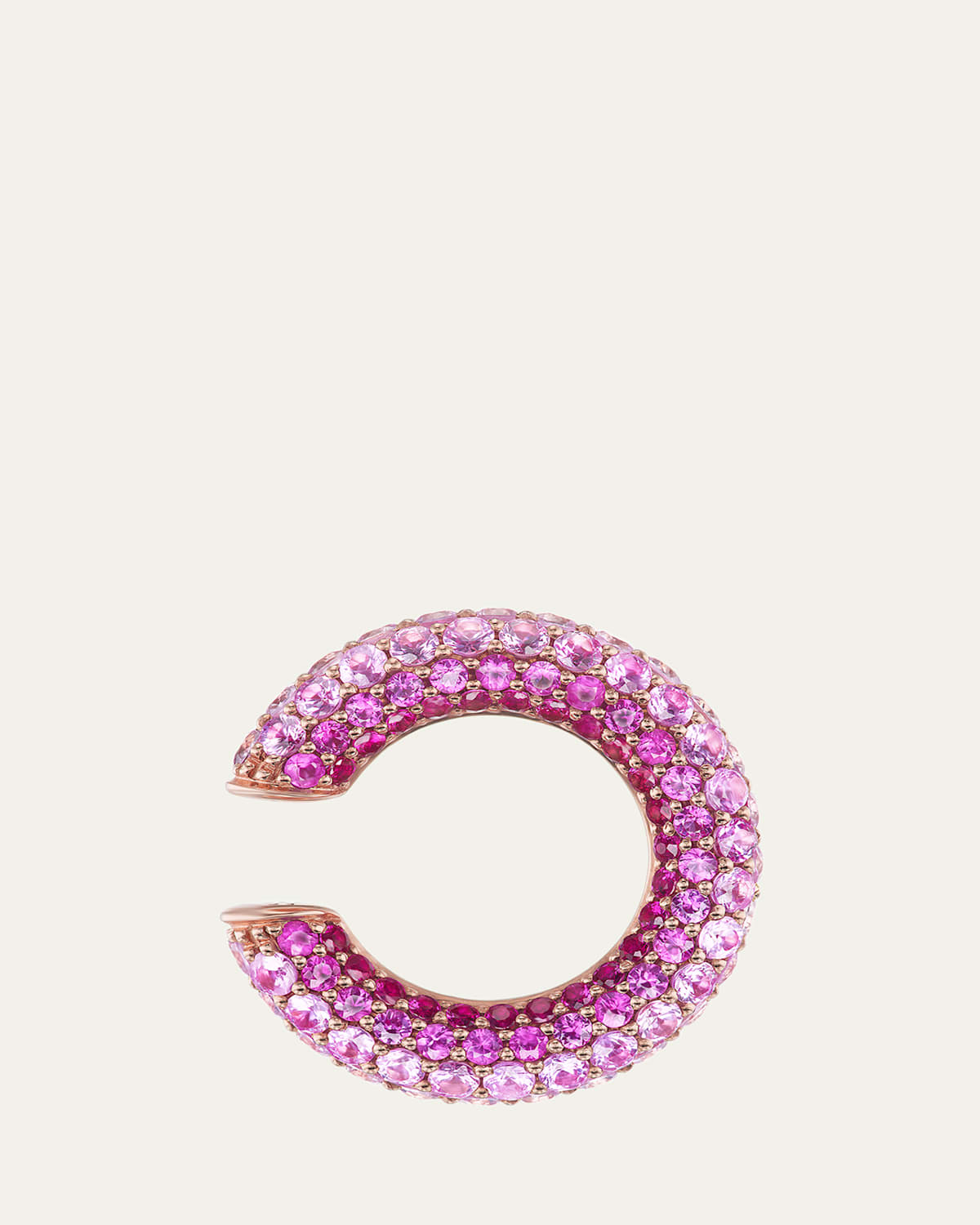 18K Rose Gold Flamingo Ear Cuff with Pink Sapphires and Rubies