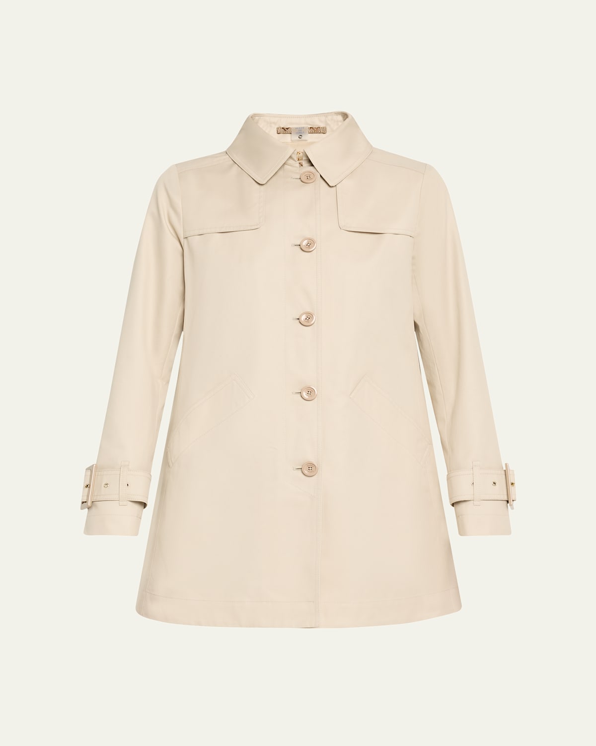 Herno Medium Length Waterproof Beige Cotton Trench Coat With Buttons Women