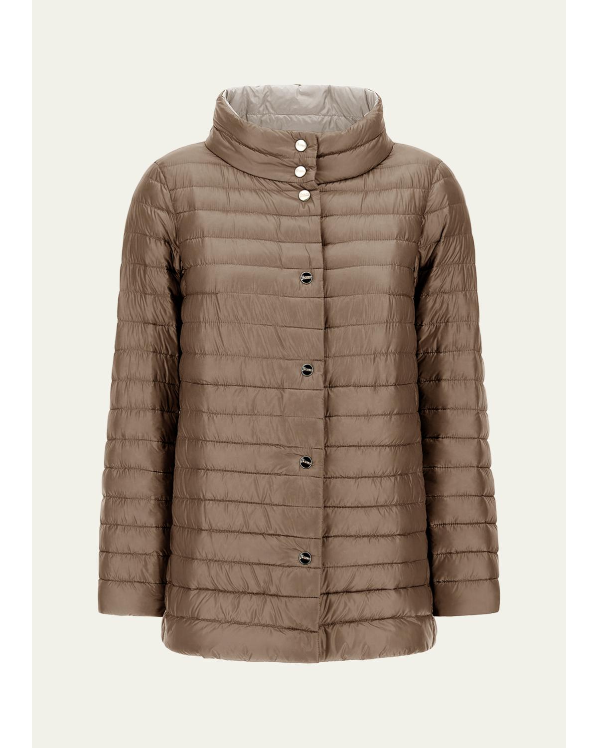 Reversible Ultra-Light Nylon A-Line Down Jacket