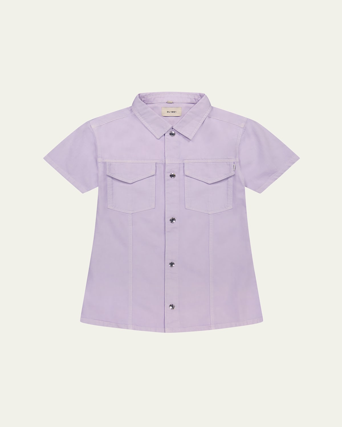 Dl1961 Girl's Manning Button Front Dress In Lt Lilac