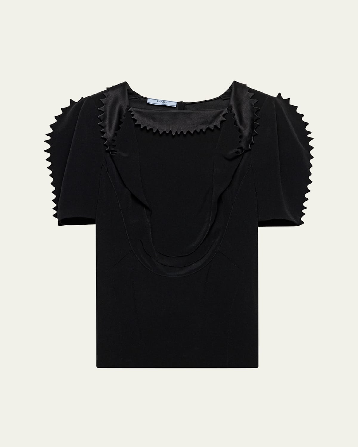 Prada Puffy-sleeve Cady Crepe Top In F0002 Nero