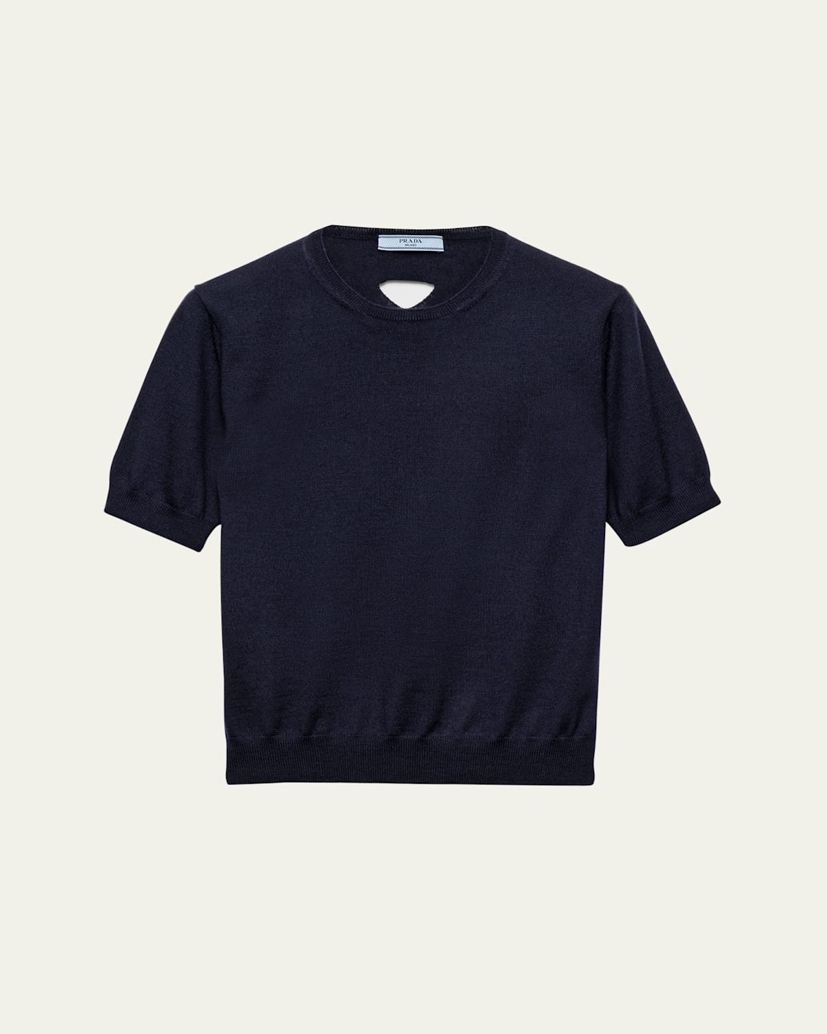 Prada Womens Blue Oversized Short-sleeve Wool Jumper In Blue