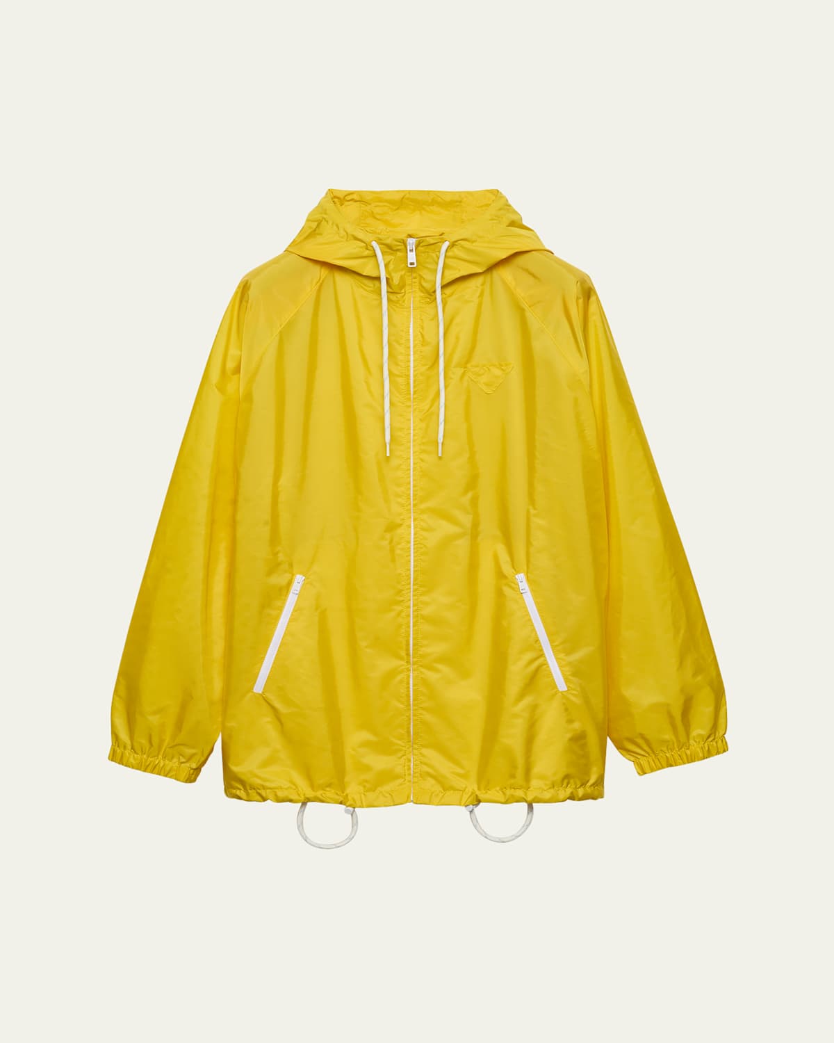 Prada Triangle Logo Hooded Rain Jacket In F0322 Cedro