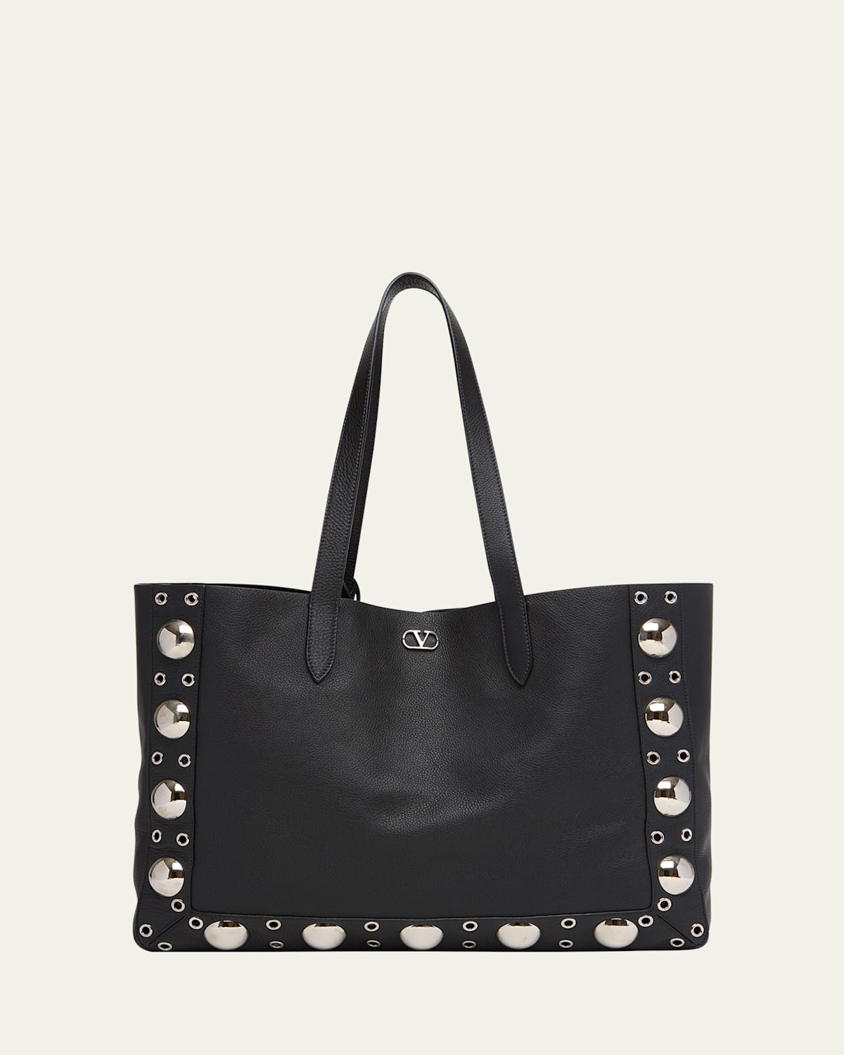 Valentino Men's Nellcote Large Studded Leather Tote Bag In Black