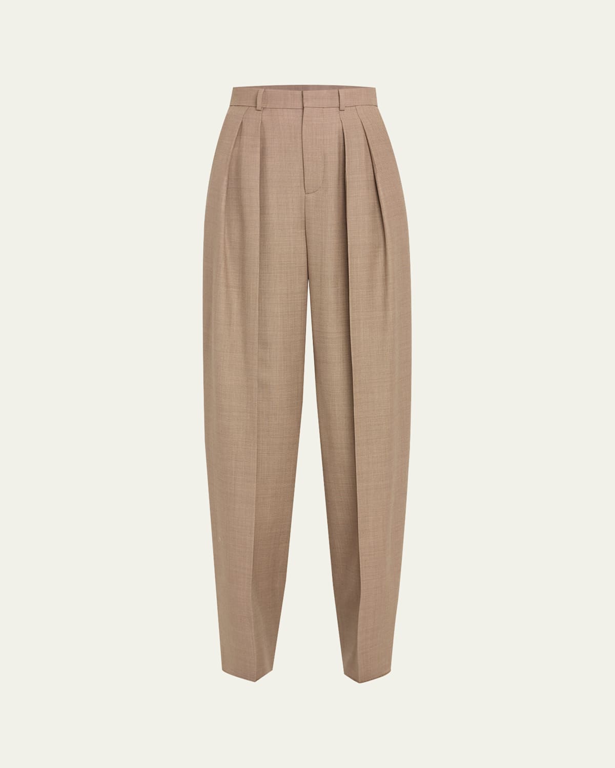 High-Rise Pleated Tapered-Leg Trousers