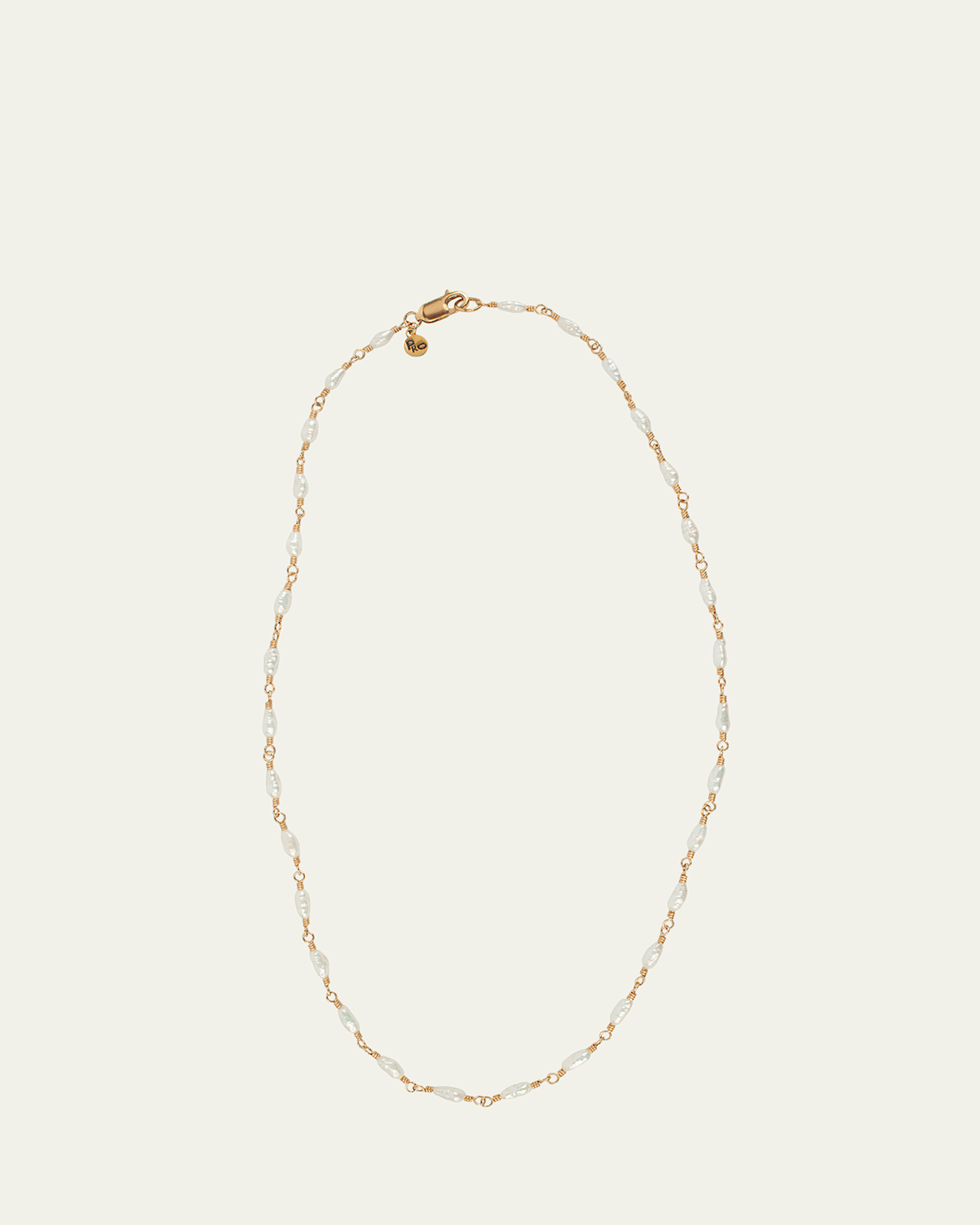 Crispy Rice Necklace with Pearls, 17"L