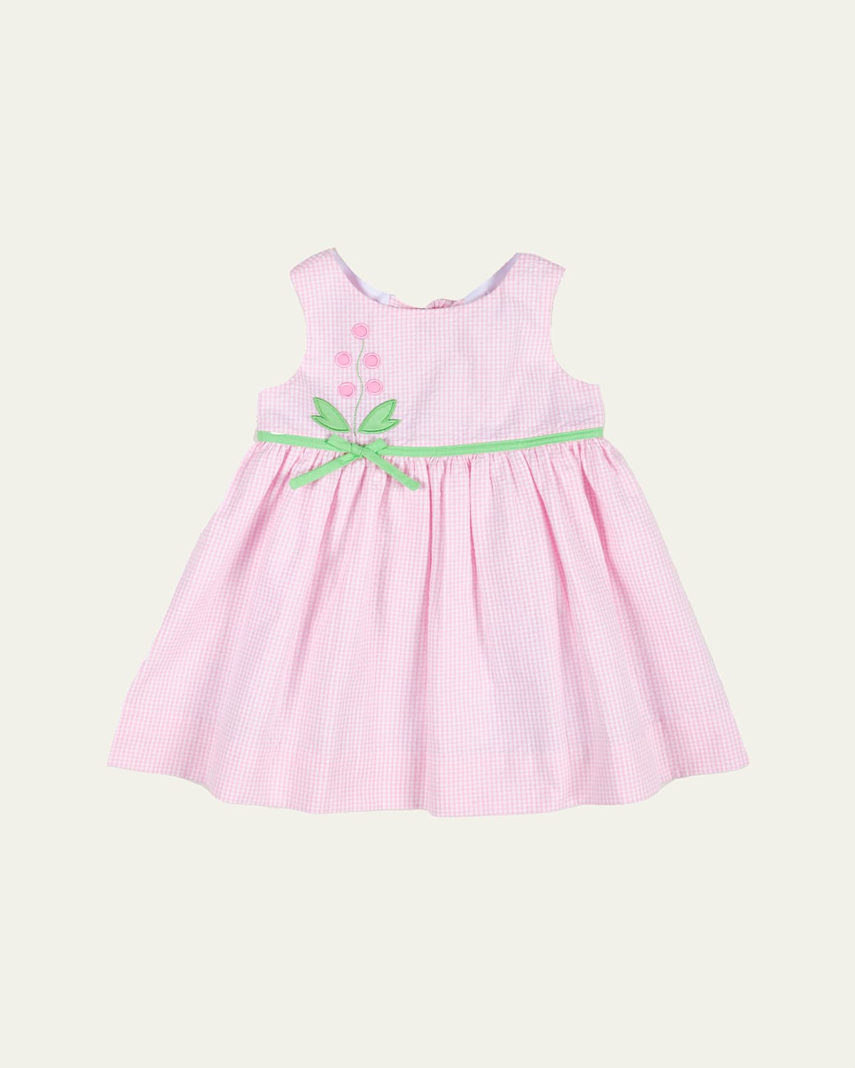 Florence Eiseman Girl's Seersucker Check Dress With Flowers