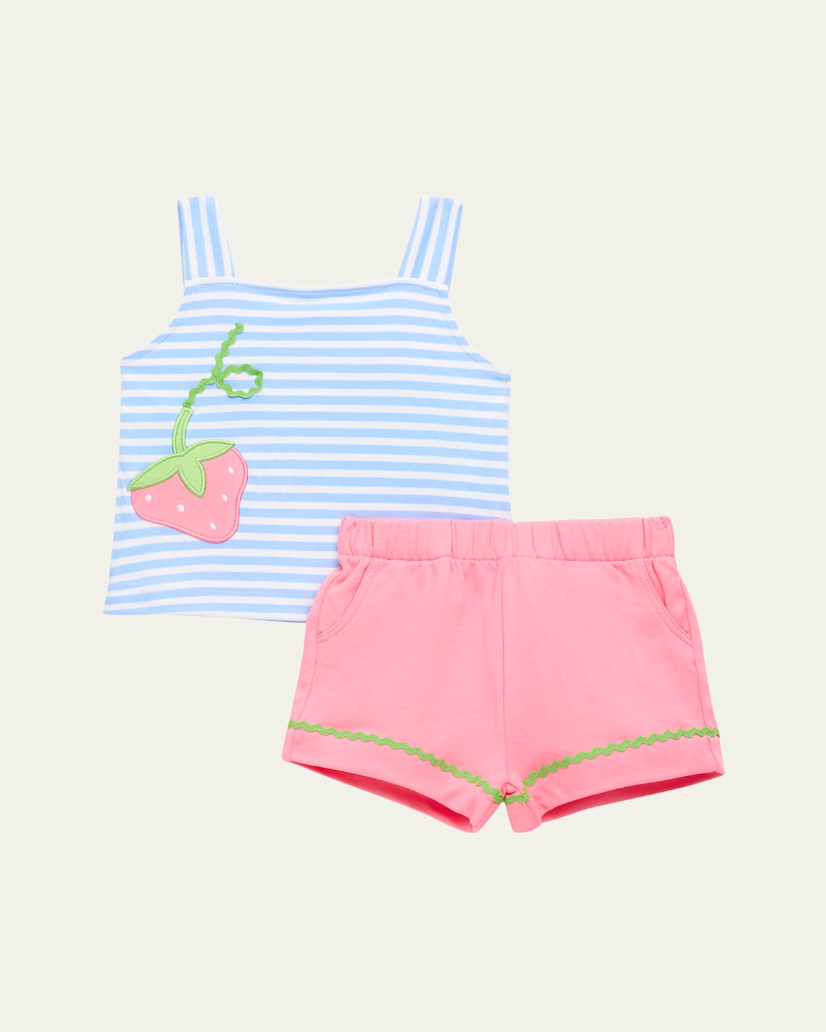 Florence Eiseman Girl's Striped Top W/ Shorts In Bluewhite