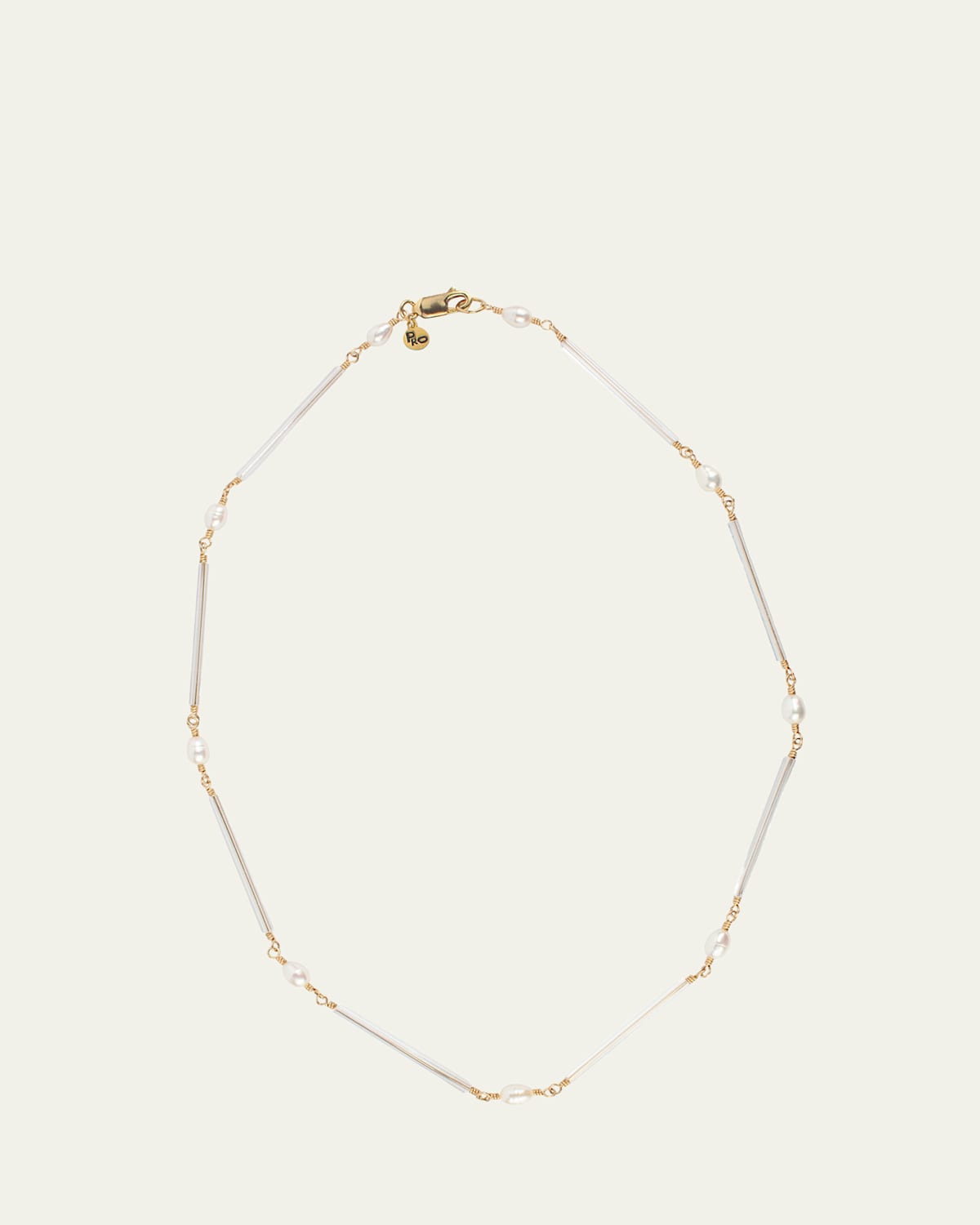 Iced Necklace with Pearls and Glass Beads, 17"L