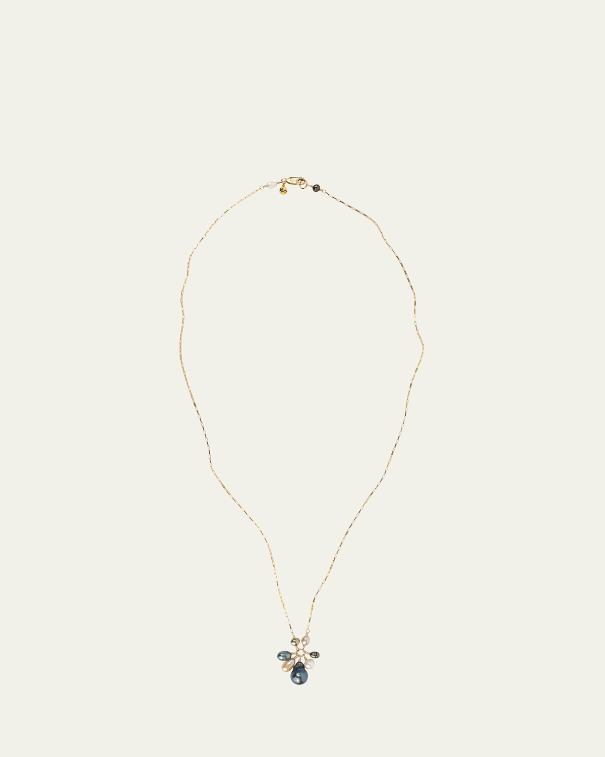 Starburst Necklace with Multi Pearl Pendant, 32"L