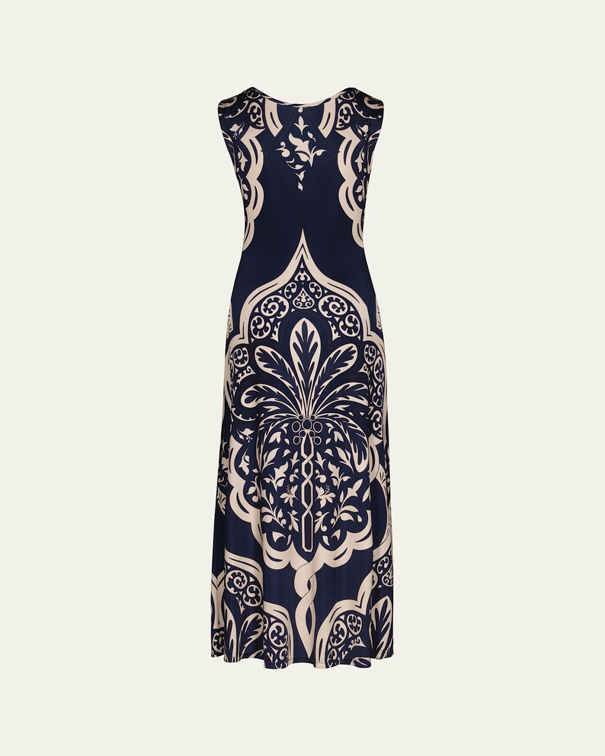Johanna Ortiz Voyage Reversible Jersey Maxi Dress In Palma Sevillana Navy/ecru