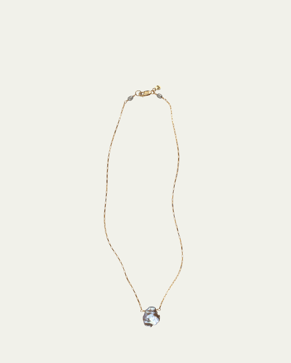 Flake Necklace with Pearl Pendant, 18"L