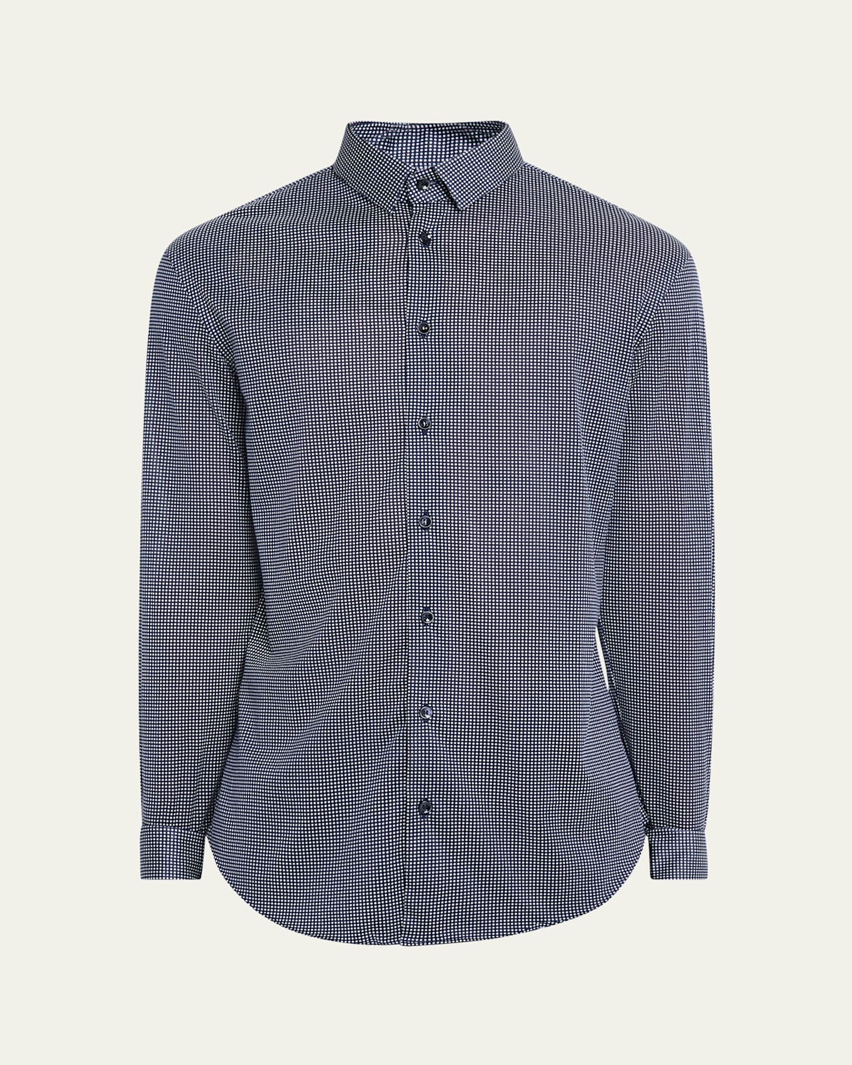 Giorgio Armani Men's Dot-print Sport Shirt In Solid Dark Grey