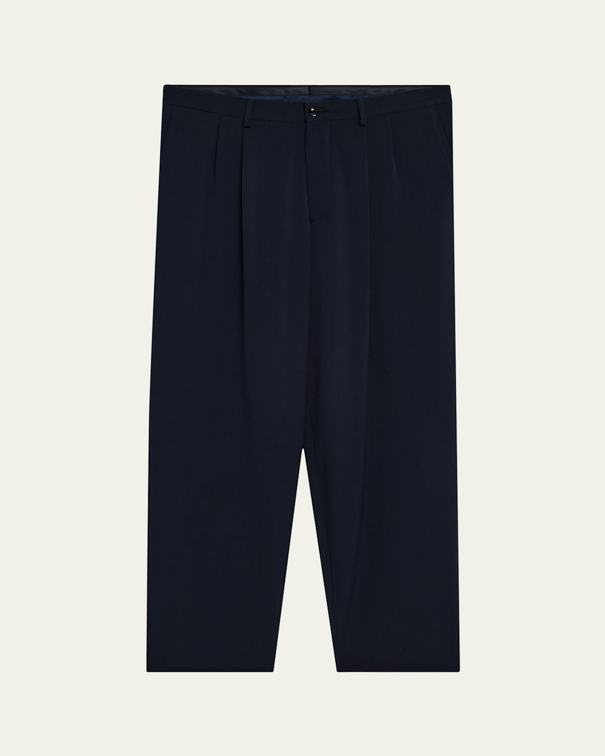 Giorgio Armani Men's Pleated Virgin Wool Trousers In Solid Medium Grey