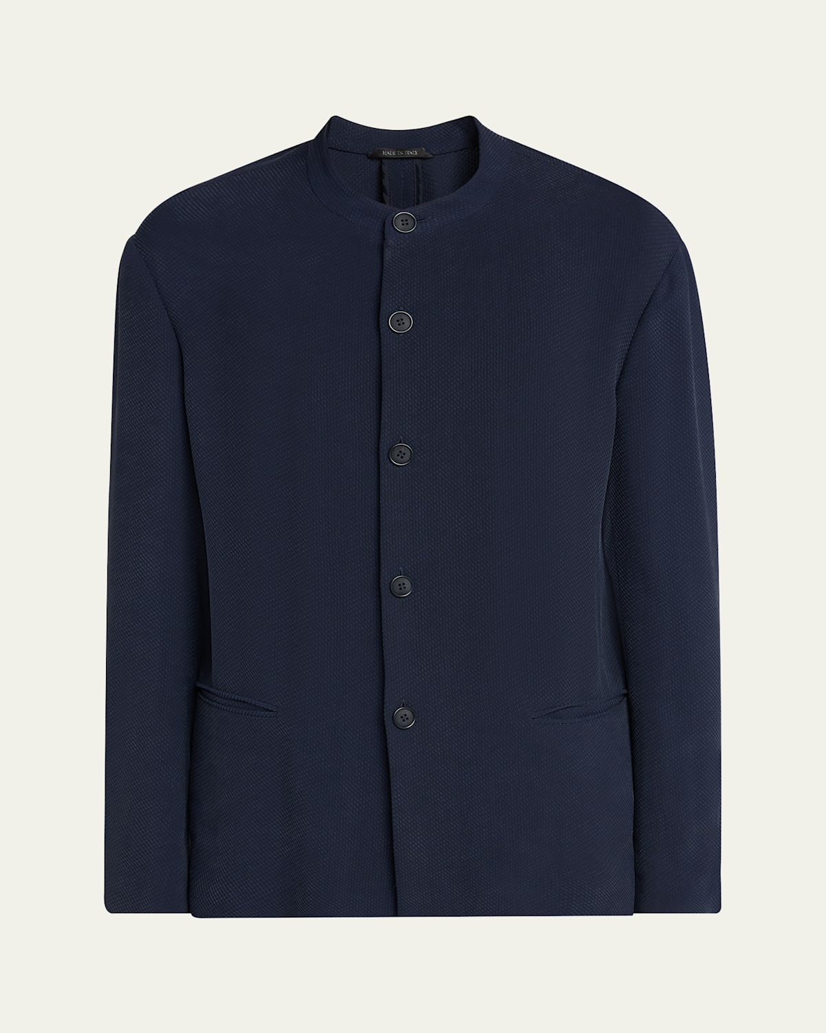 Men's Cupro and Viscose Blend Nehru Collar Jacket