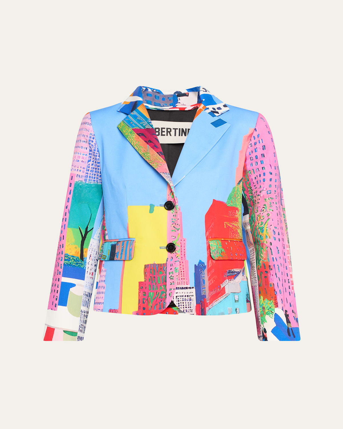 Libertine Nyc Print Single-breasted Short Jacket In Blue
