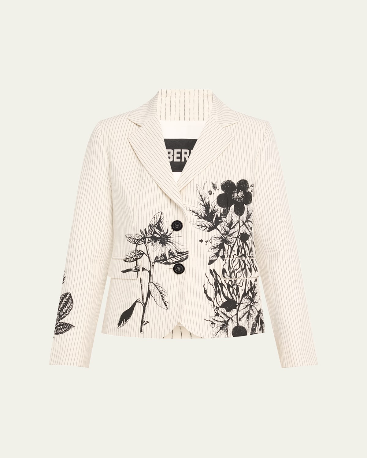 Libertine Goth Botanical Pinstripe Printed Short Jacket In Multi