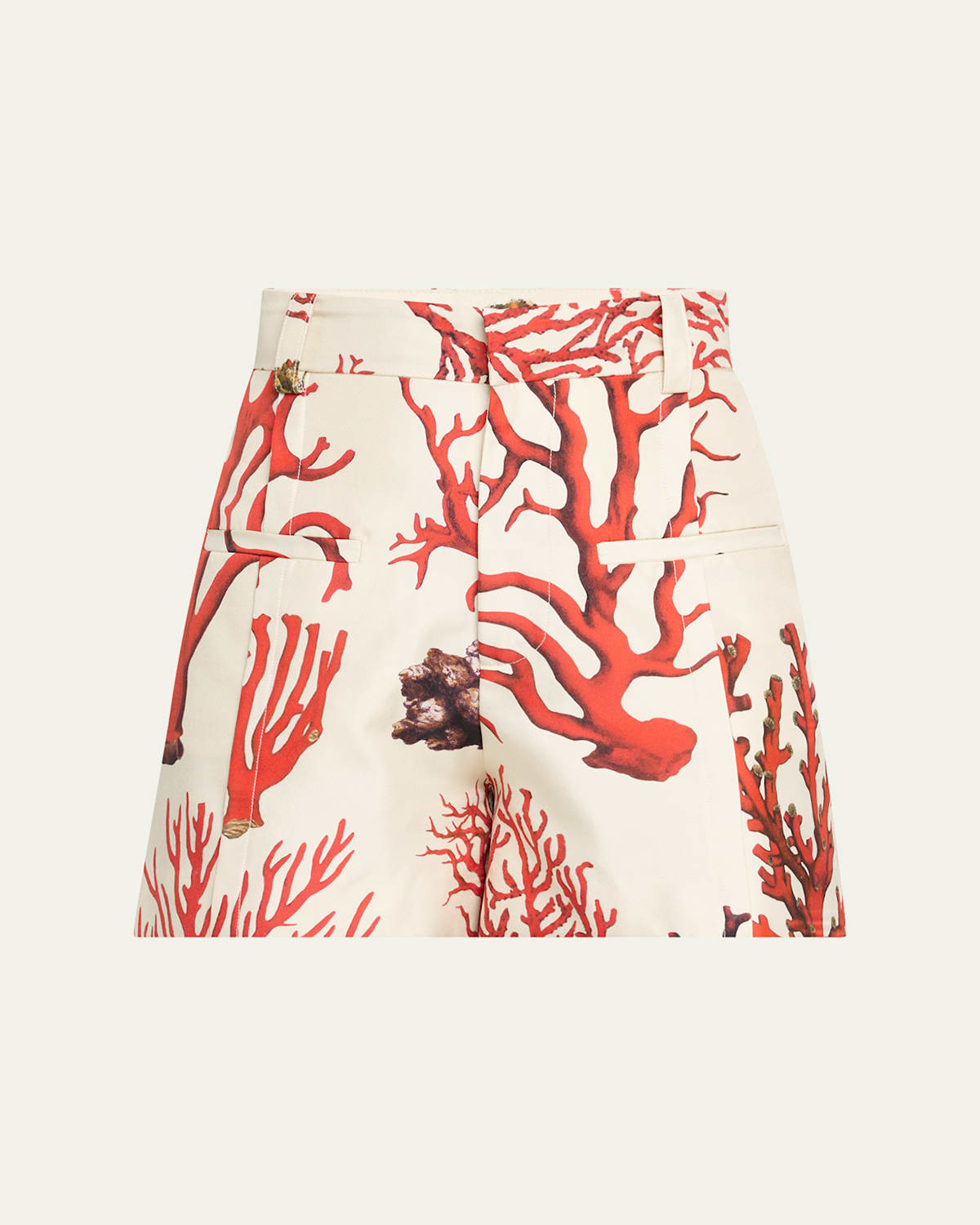 Libertine Venetian Coral High-rise Silk Shorts In Multi