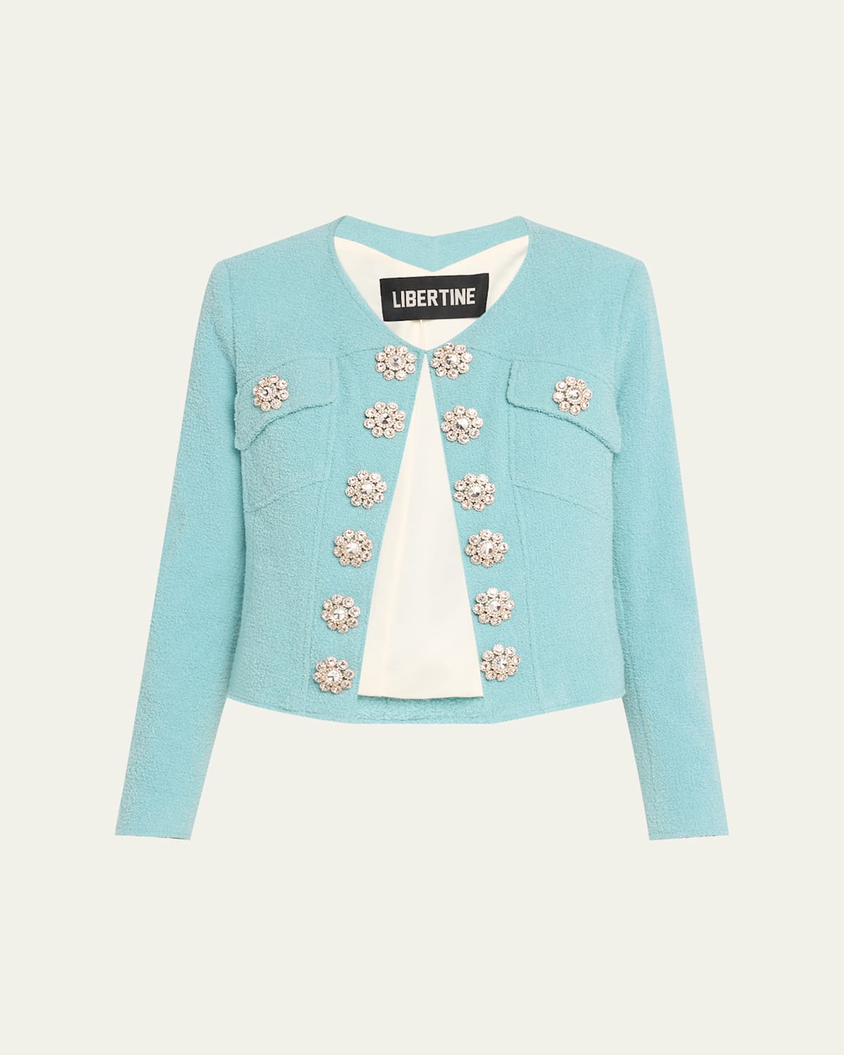 Libertine Aqua Boucle Heart Jacket In Blue