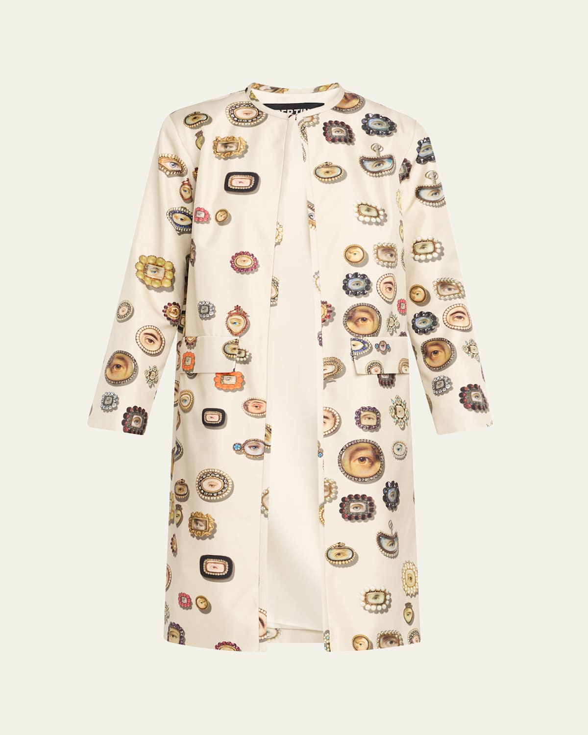 Libertine Lovers Eyes Silk Duster Coat In Neutral