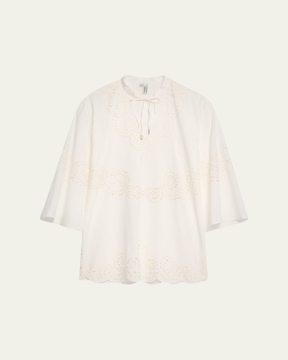 Shop Simkhai Sarina Embroidered Long-sleeve Mini Dress In White