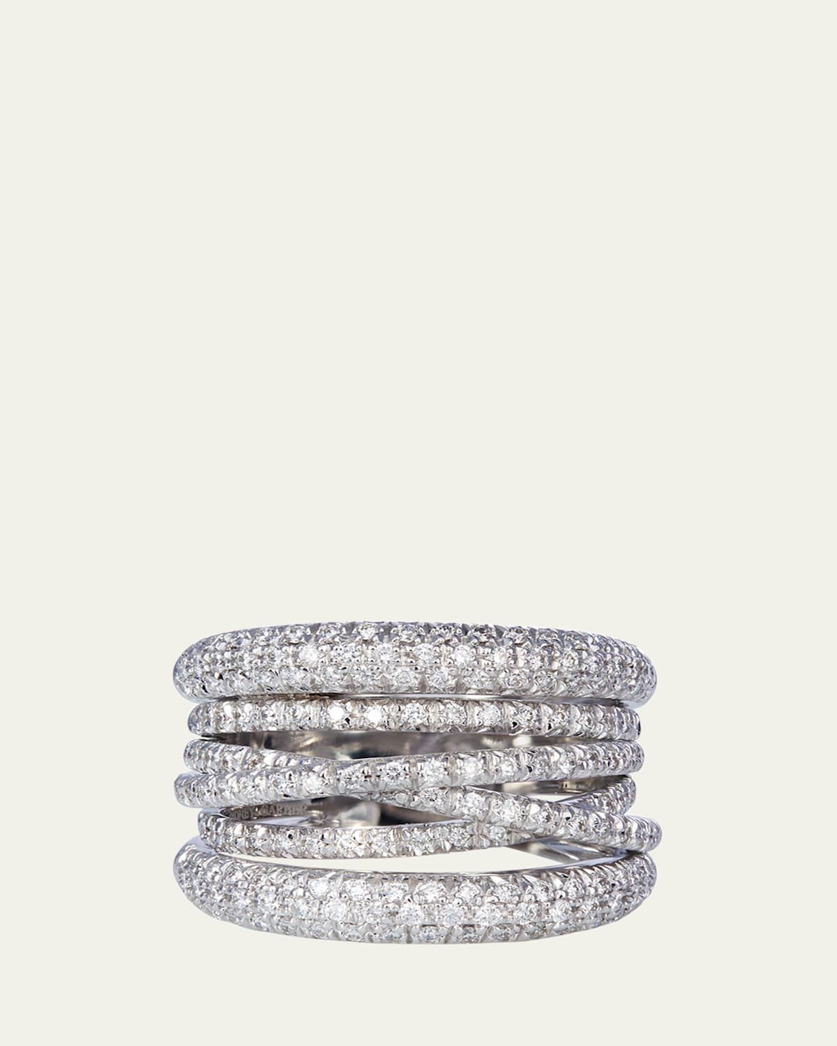 18K White Gold Diamond Scribble Band Ring