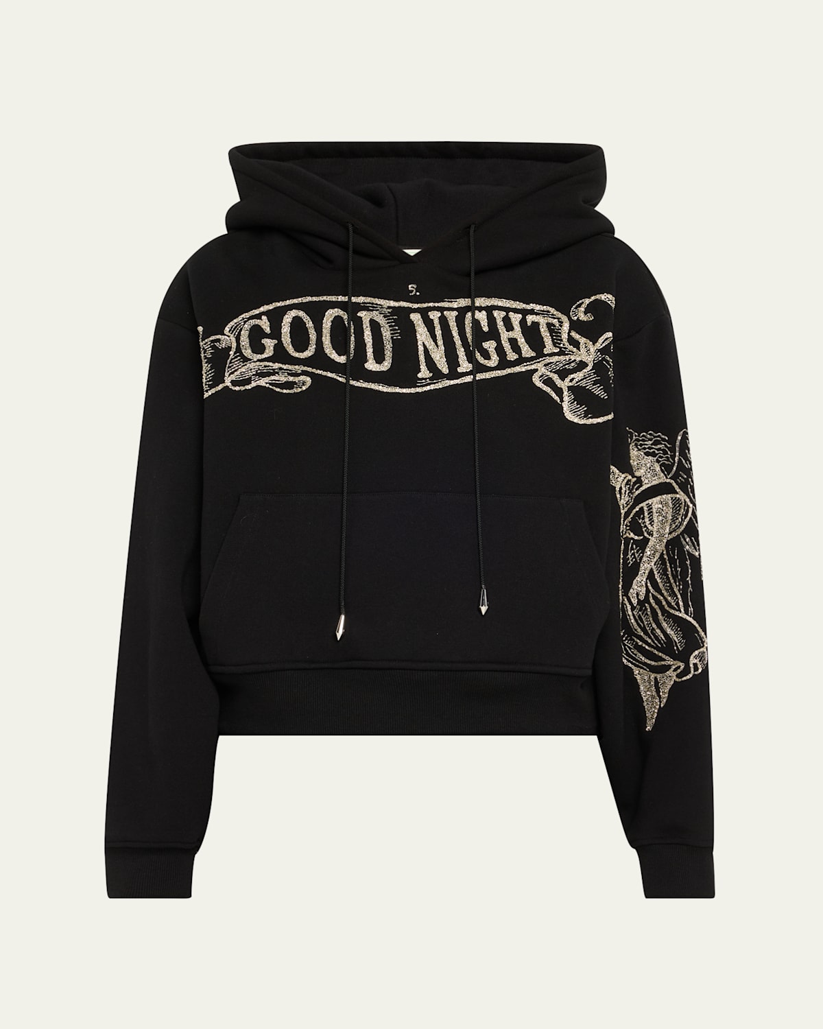 Good Night Embroidered Cropped Hoodie