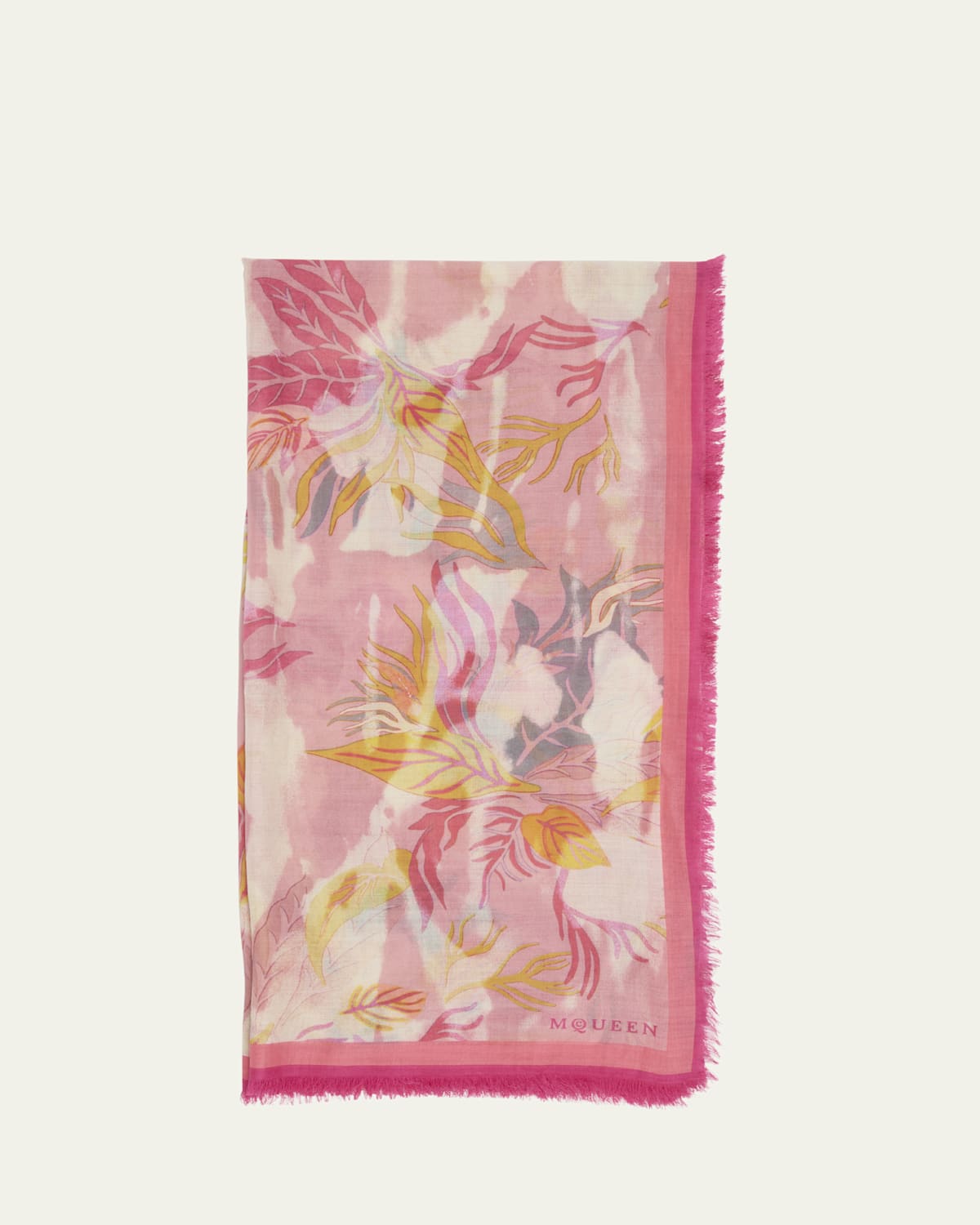 Alexander Mcqueen Hawaiin-inspired Floral-print Silk Scarf In Roseate Ivory