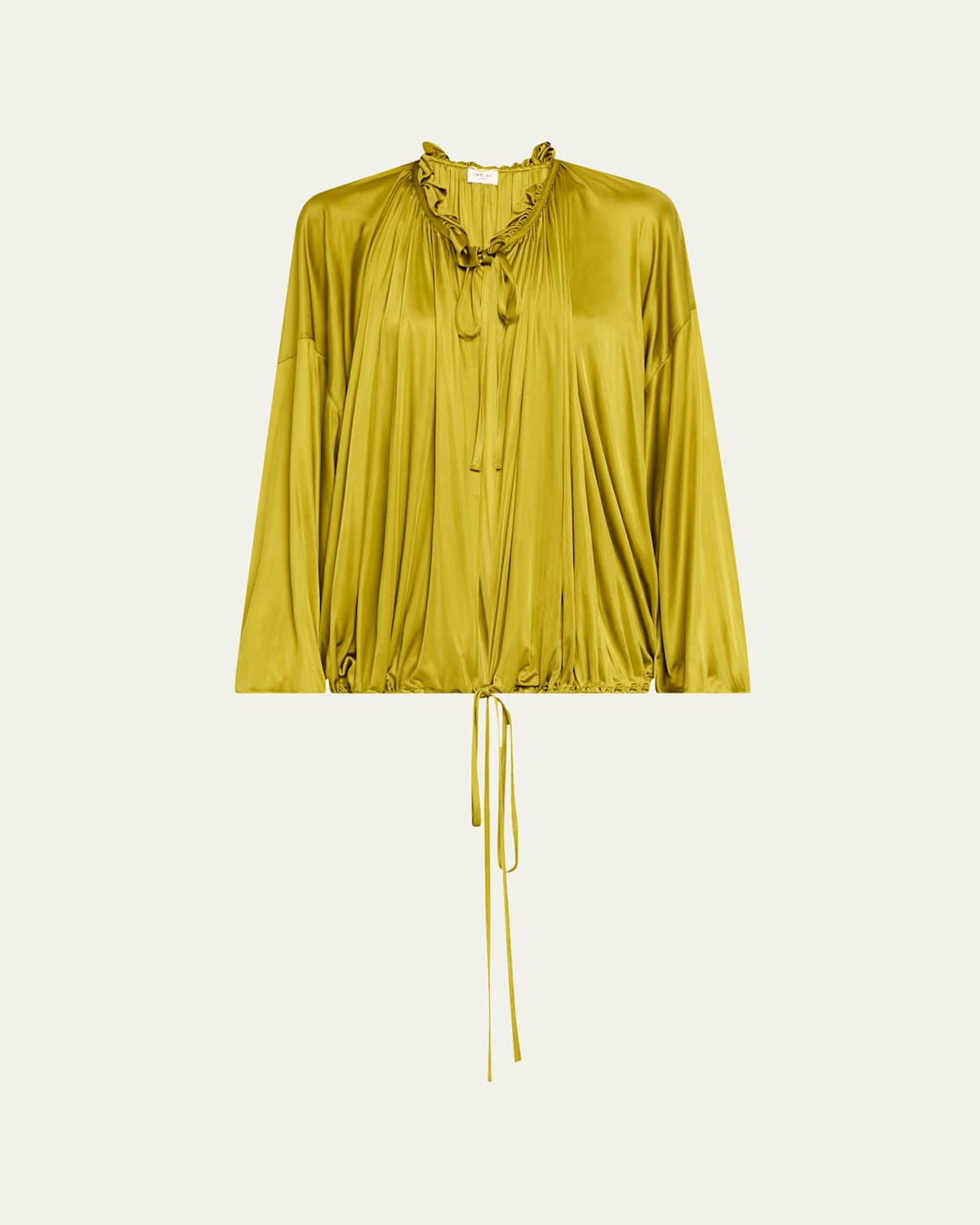 Saint Laurent Ruffle Collar Drawstring Satin Blouse