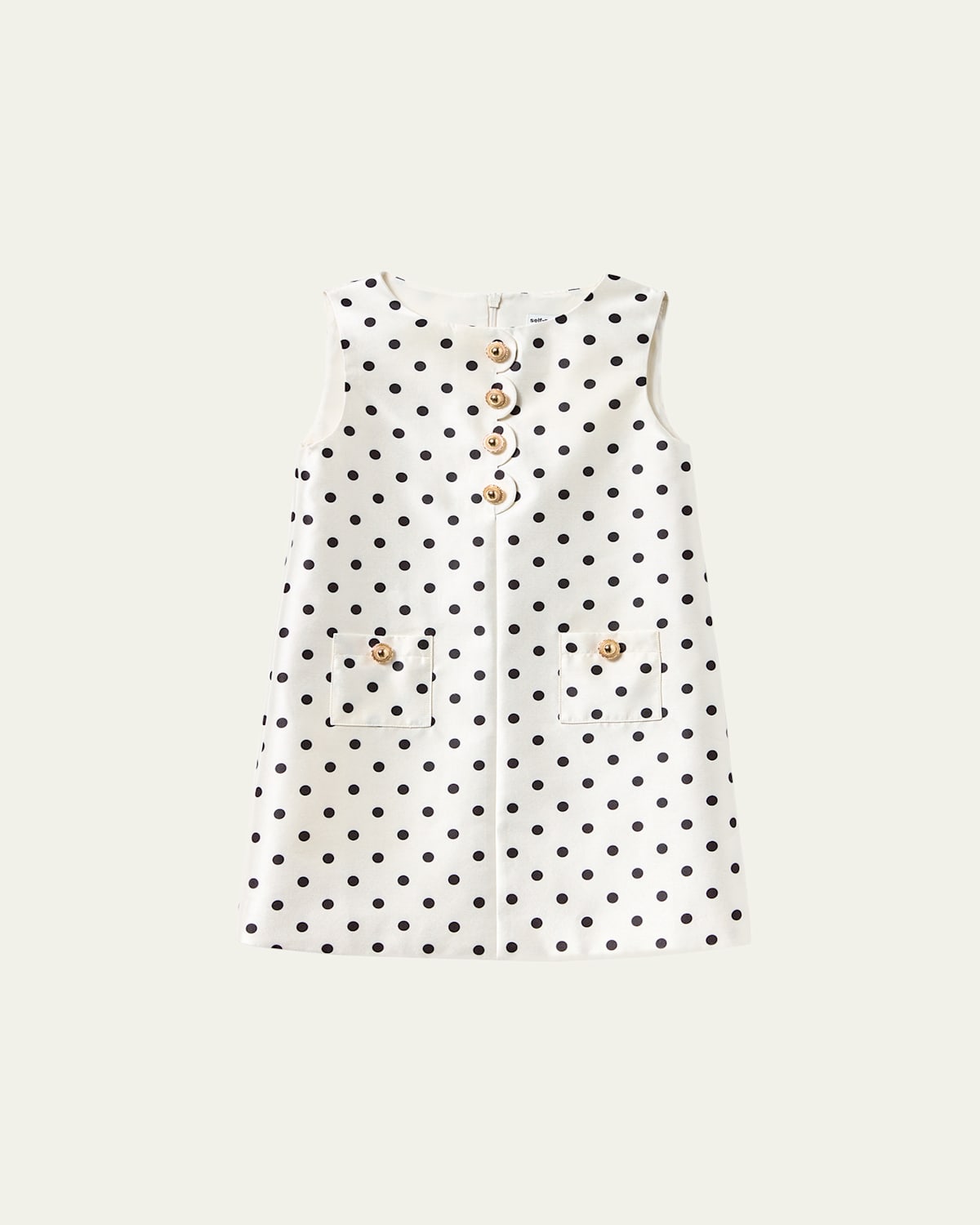 Self-portrait Girl's Polka Dot Taffeta Dress In Cream