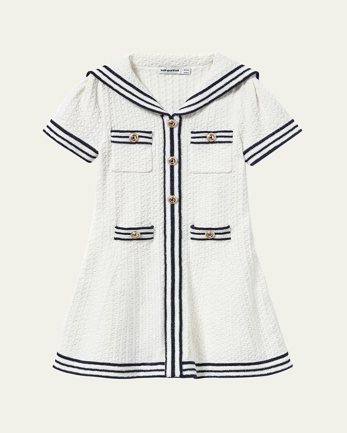Self-portrait Cable-knit Cotton-blend Dress In Cream