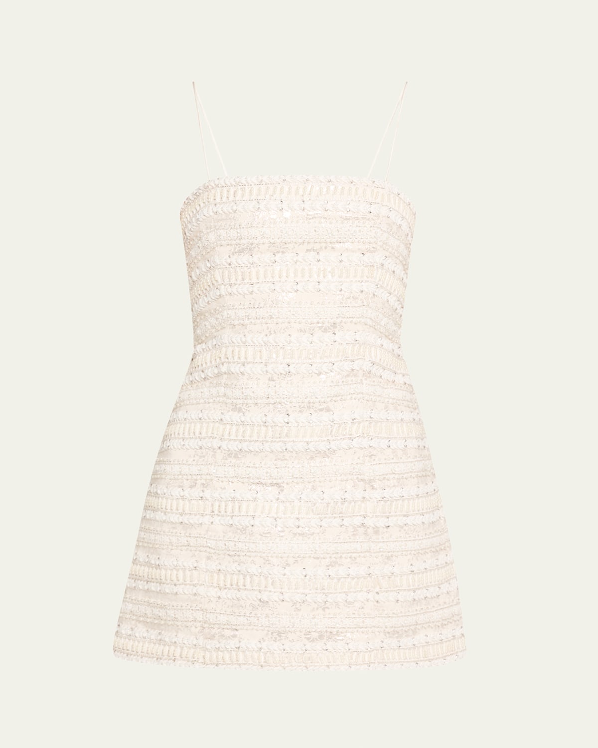 Alice And Olivia Violet Embellished Spaghetti-strap Mini Dress In Off White