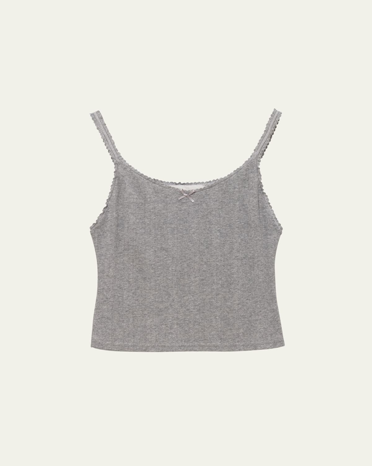Dunst Pointelle Knit Bow Tank Top