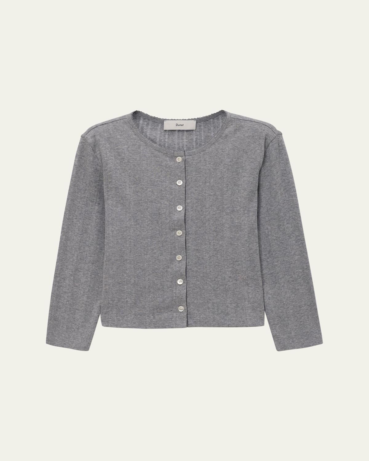 Dunst Pointelle Knit Crewneck Cardigan
