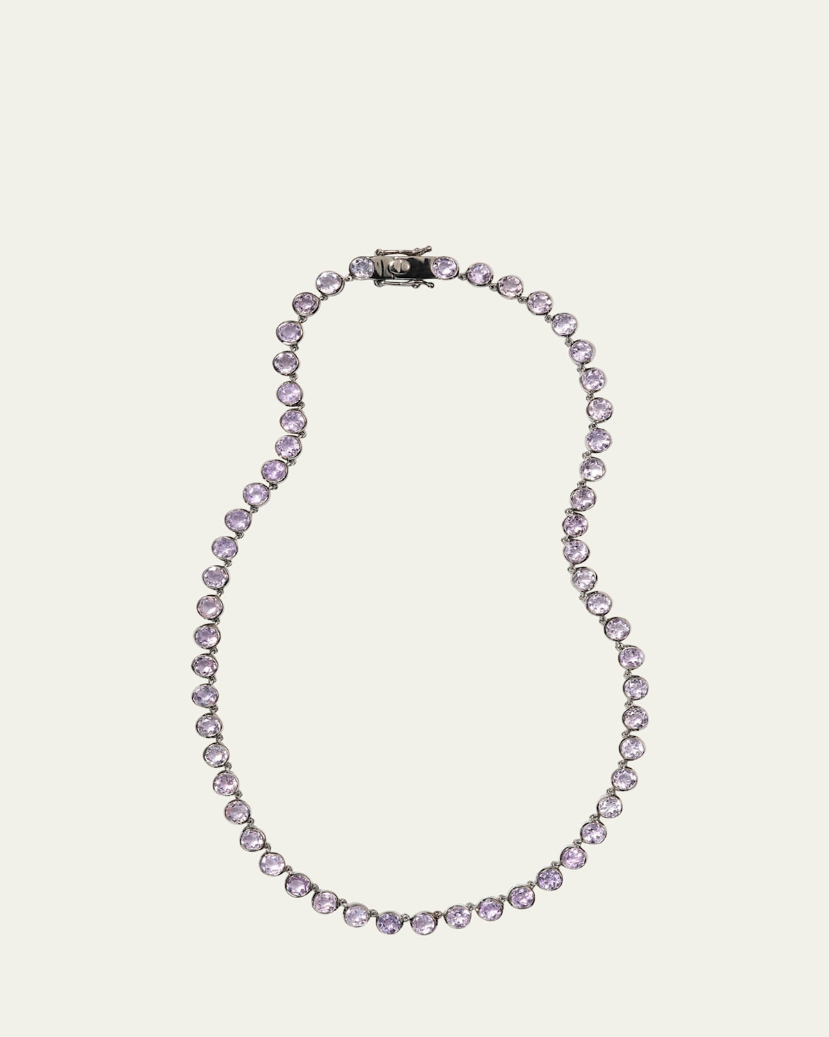 Sterling Silver Riviere Brilliant Necklace with Rose of France and Black Rhodium