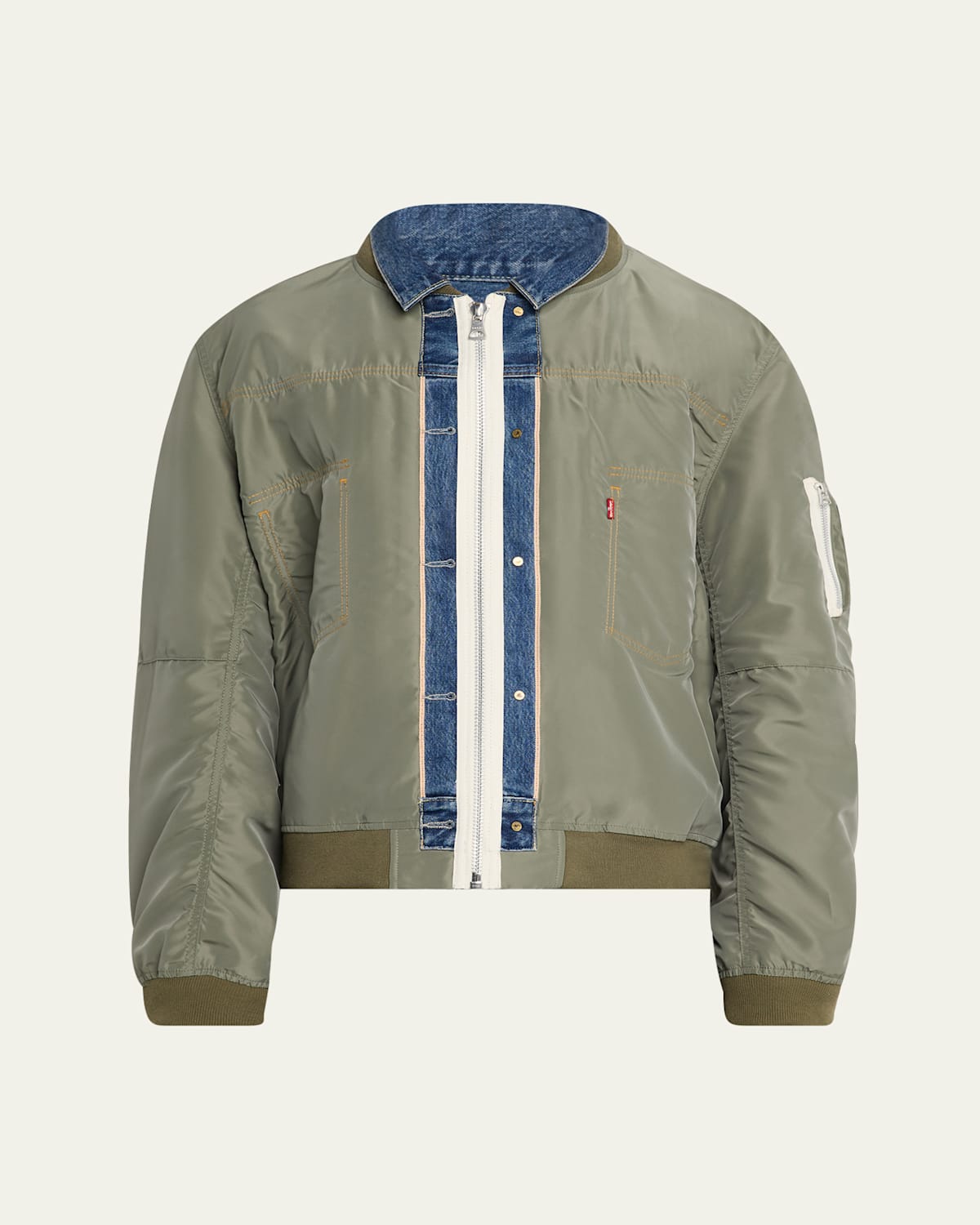 Sacai X Levi's Men's Denim And Nylon Twill Reversible Blouson In Green