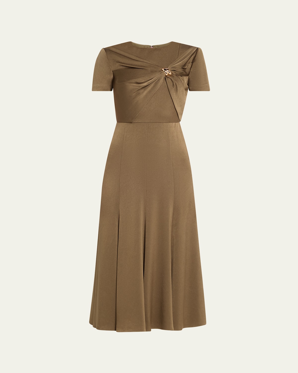 Roland Mouret Gathered Crepe Satin Midi Dress