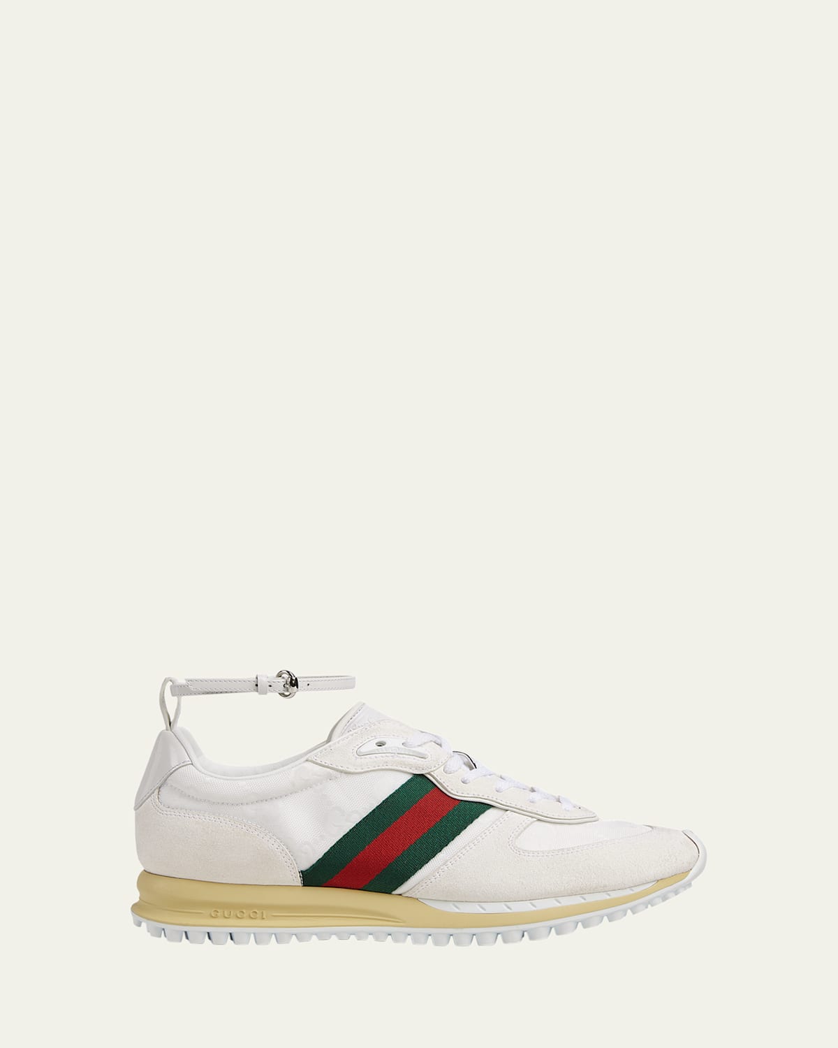 Gucci Motion Sneaker With Adjustable Ankle Strap In White