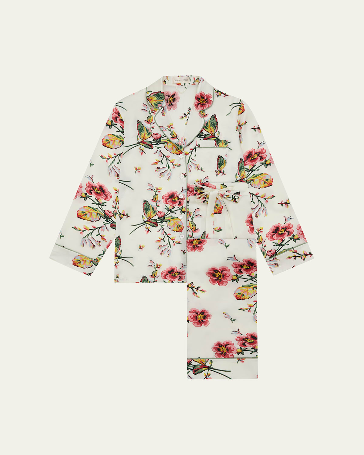OLIVIA VON HALLE LILA PRINTED SILK SATIN PAJAMA SET 
