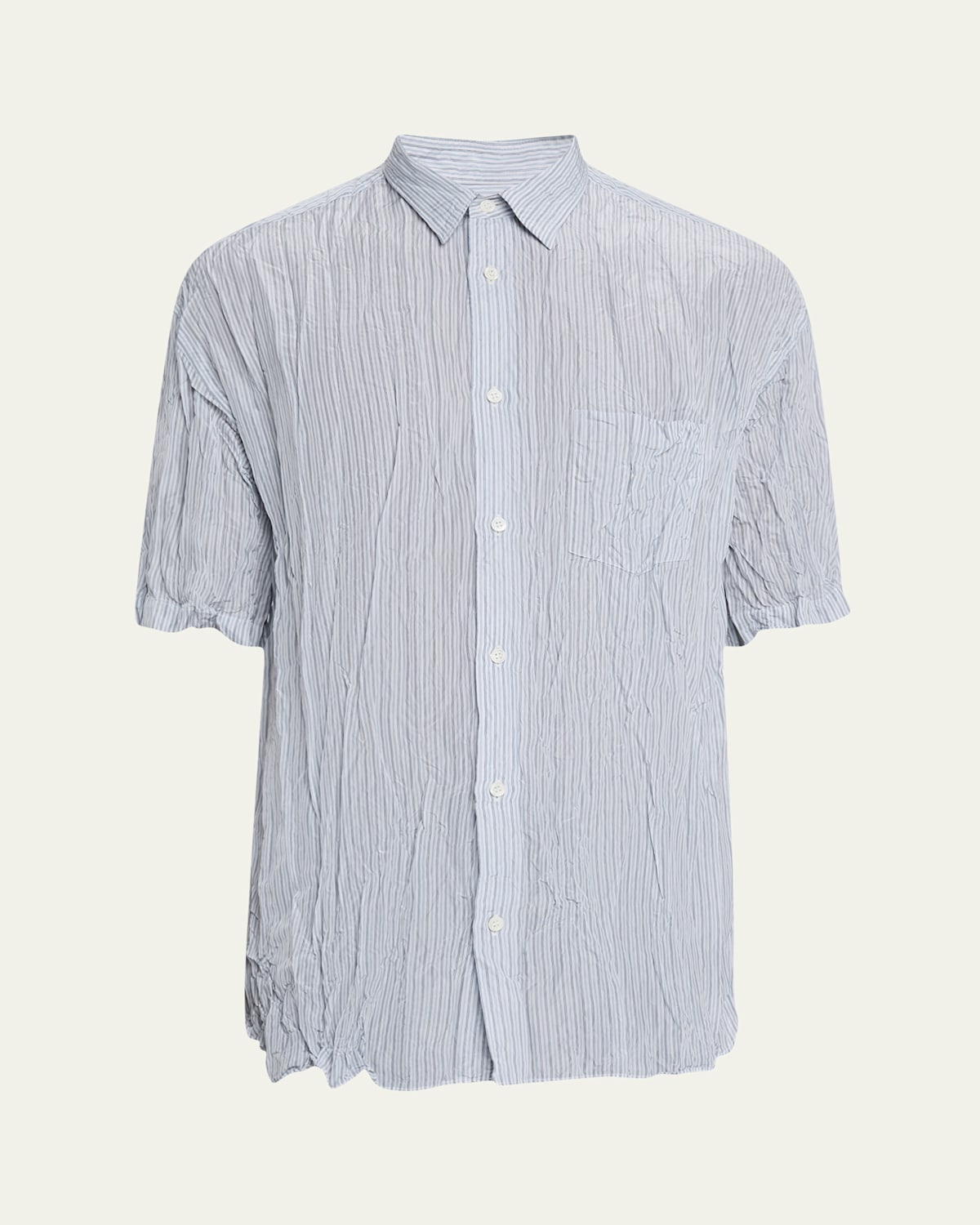Cdg Homme Men's Striped Crinkled Sport Shirt