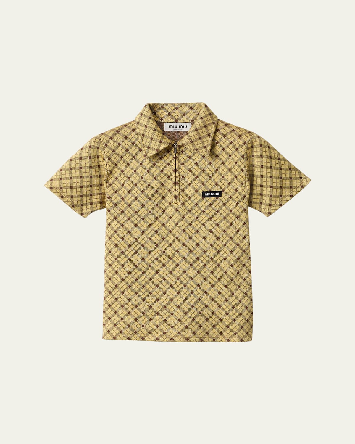 Check Short-Sleeve Polo Top