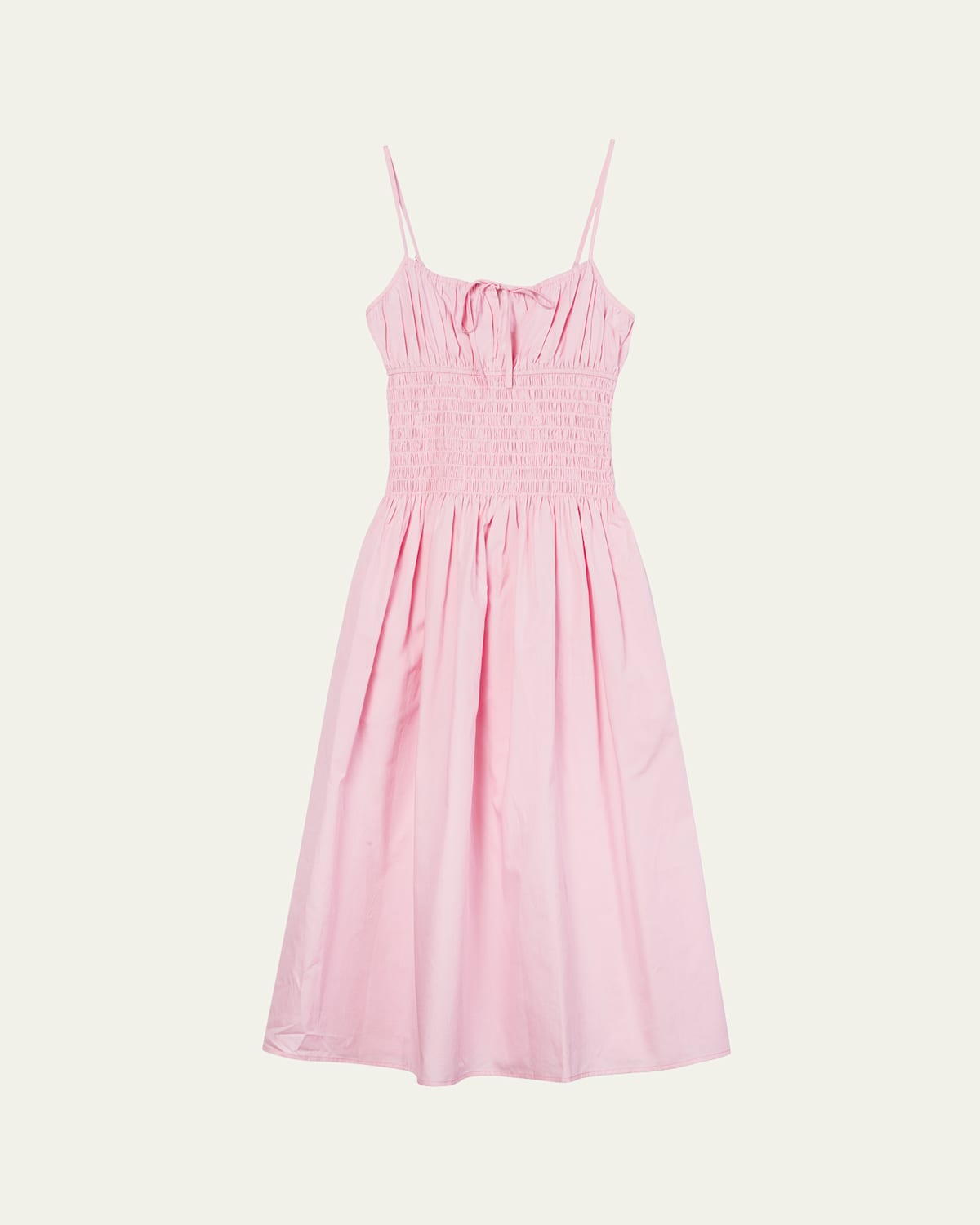 CIAO LUCIA BARBARA SMOCKED SLEEVELESS MIDI DRESS 
