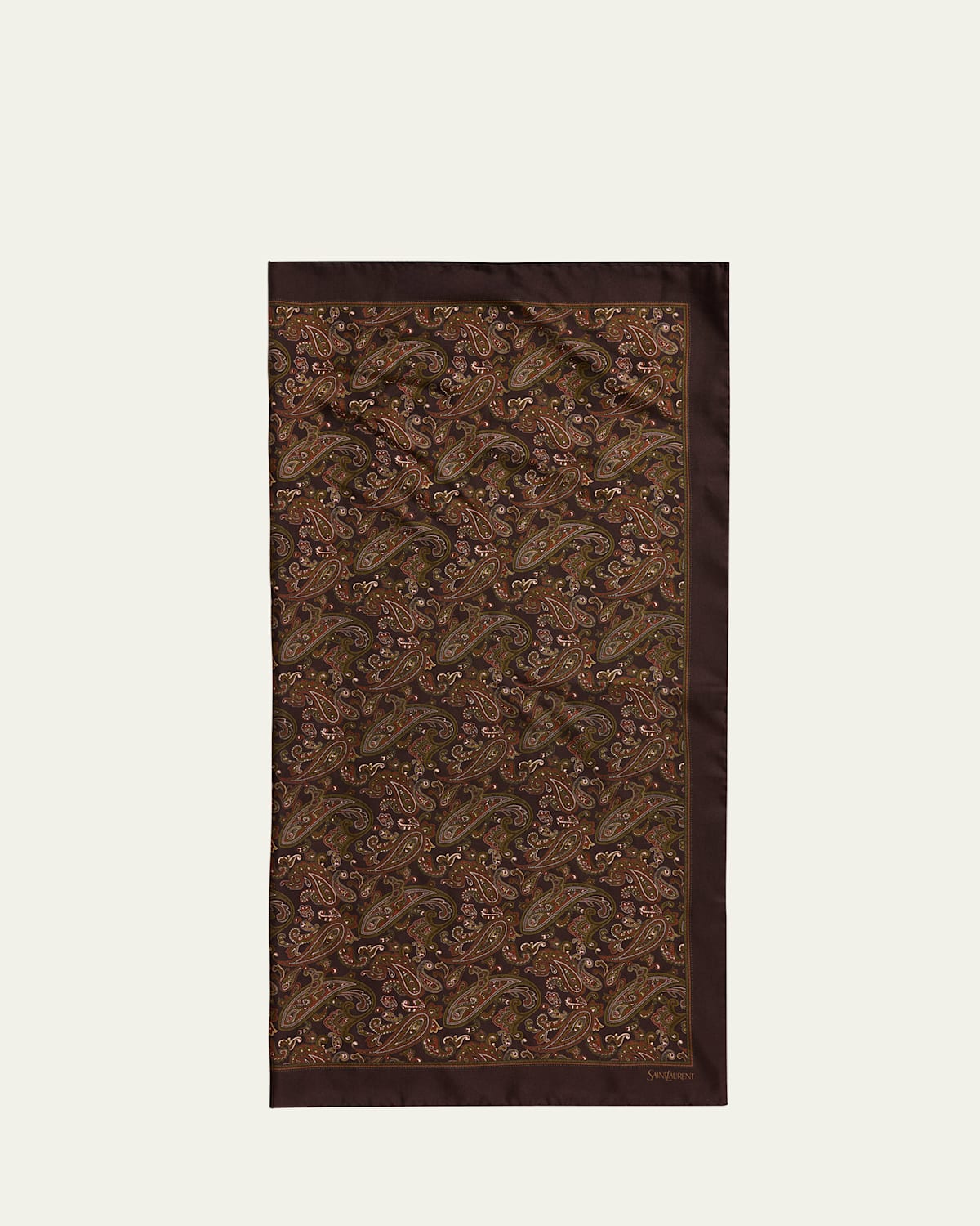 Saint Laurent Paisley-print Silk Scarf In Brown Light Brown