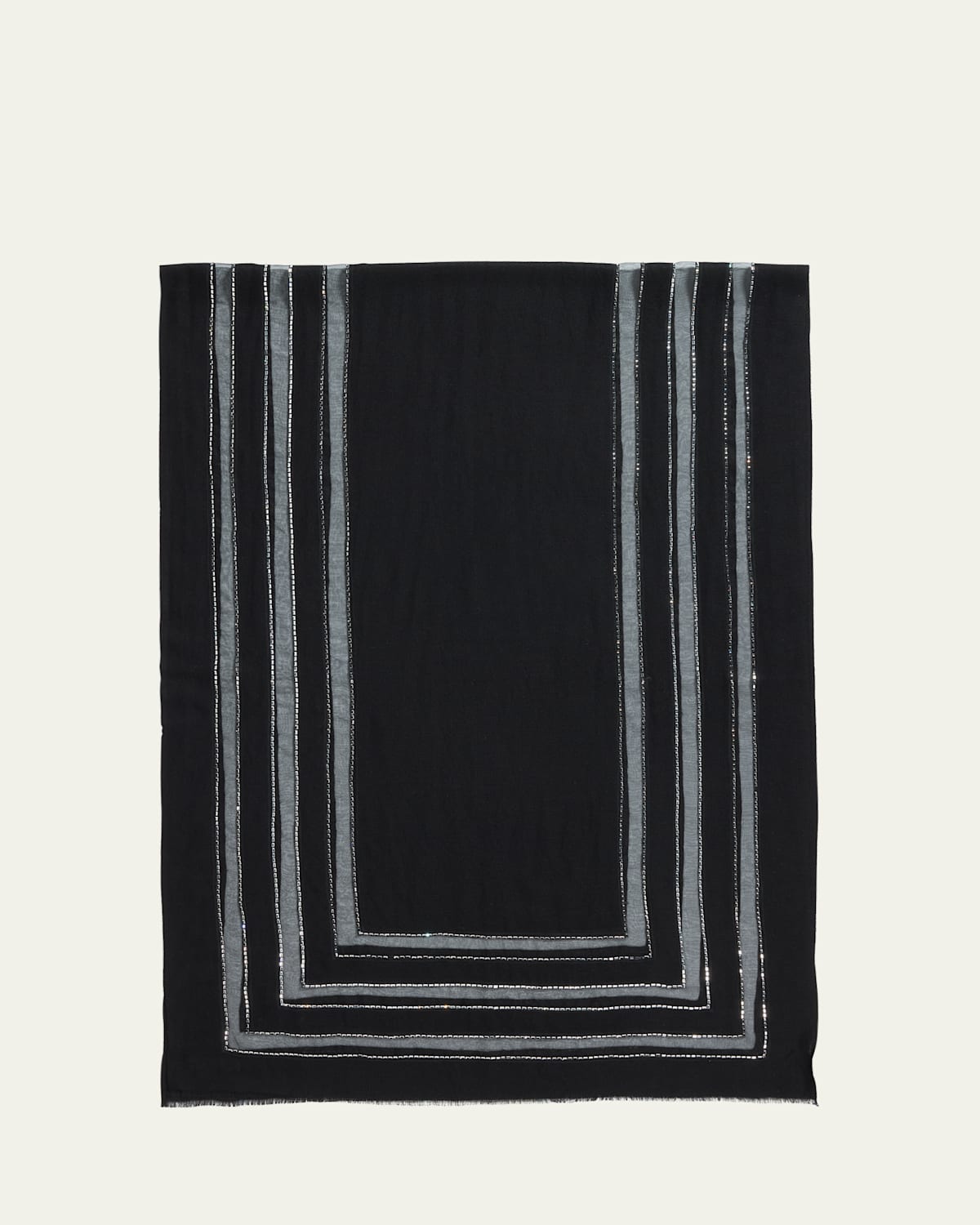 Shop Janavi India Sheer Striped Cashmere Scarf In Black