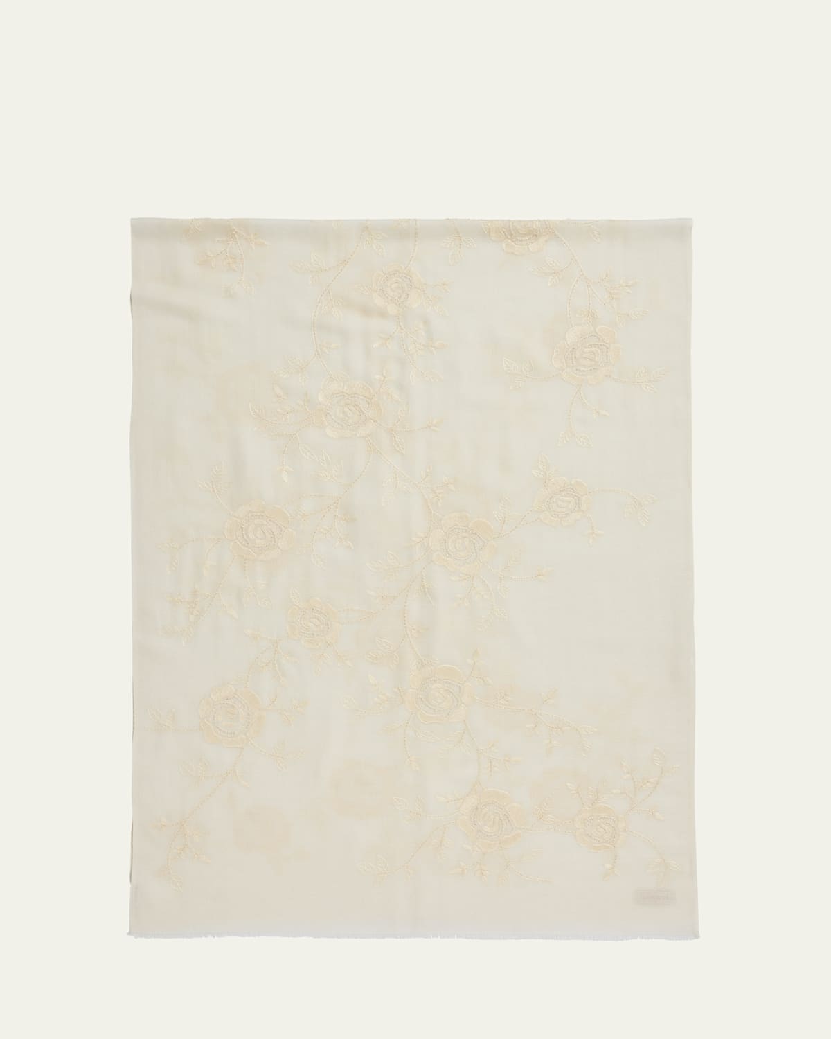 Janavi India Blooming Garden Cashmere Scarf In Ivory