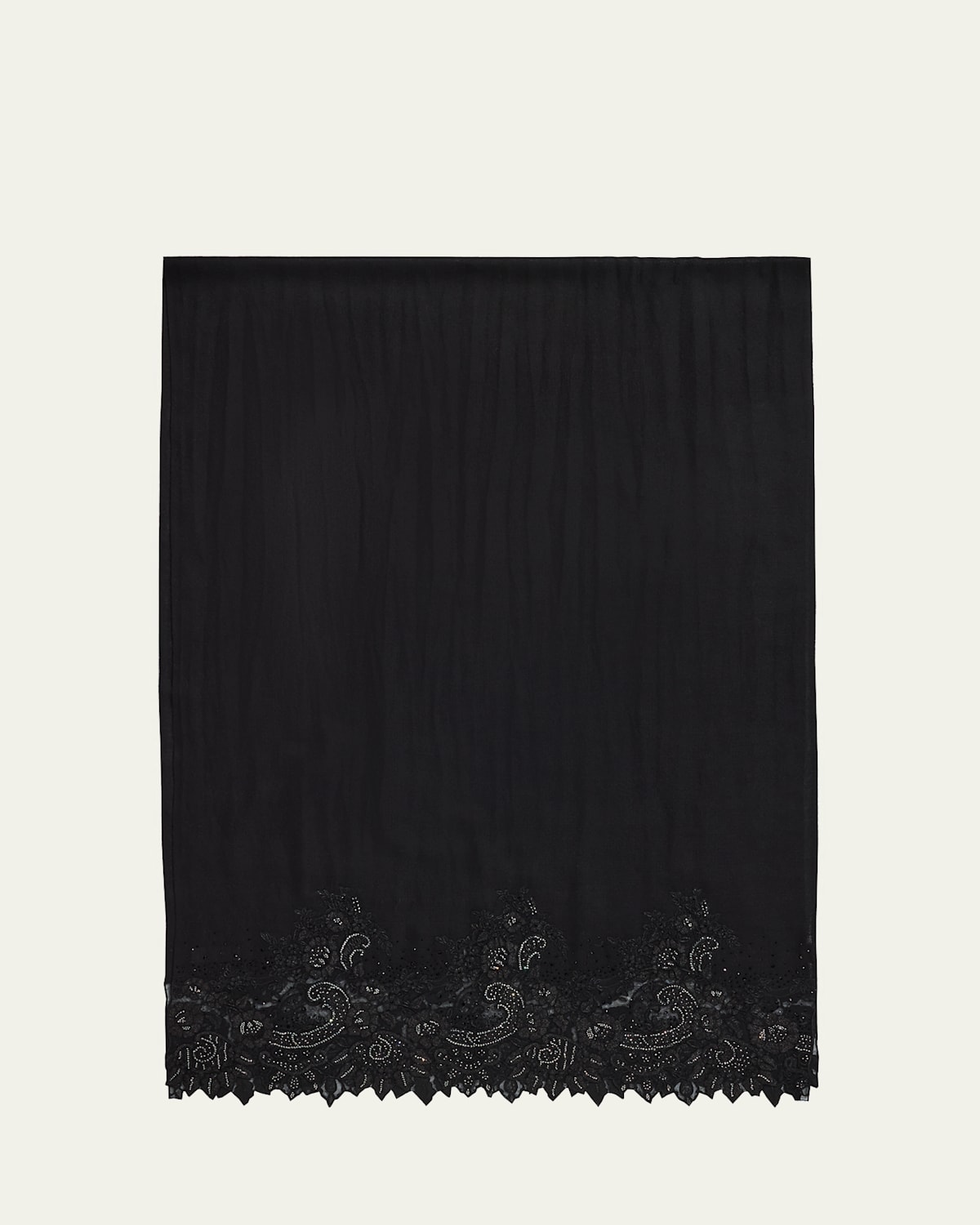 Zari Paisley Floral-Trim Cashmere Scarf